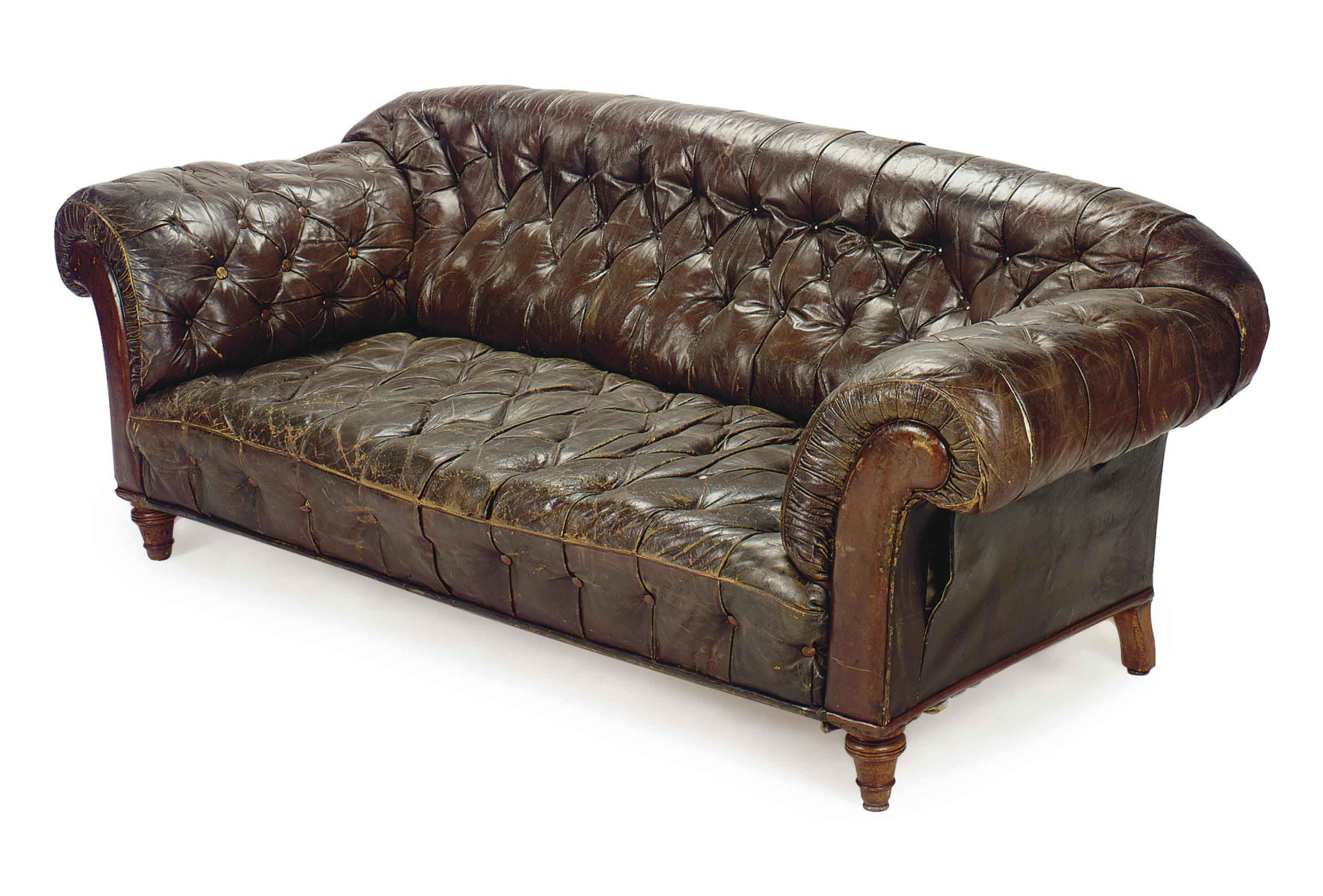 leather chesterfield sofa button tufted