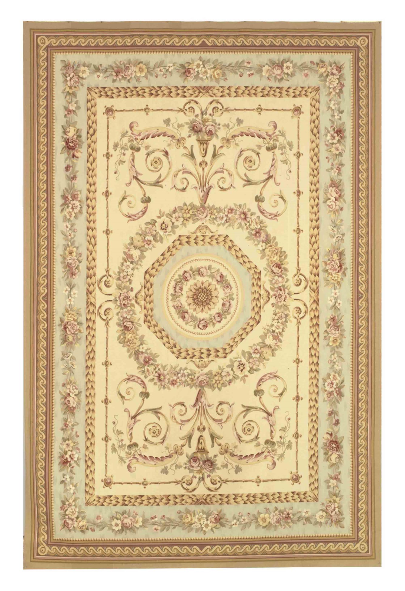 AN AUBUSSON STYLE CARPET,