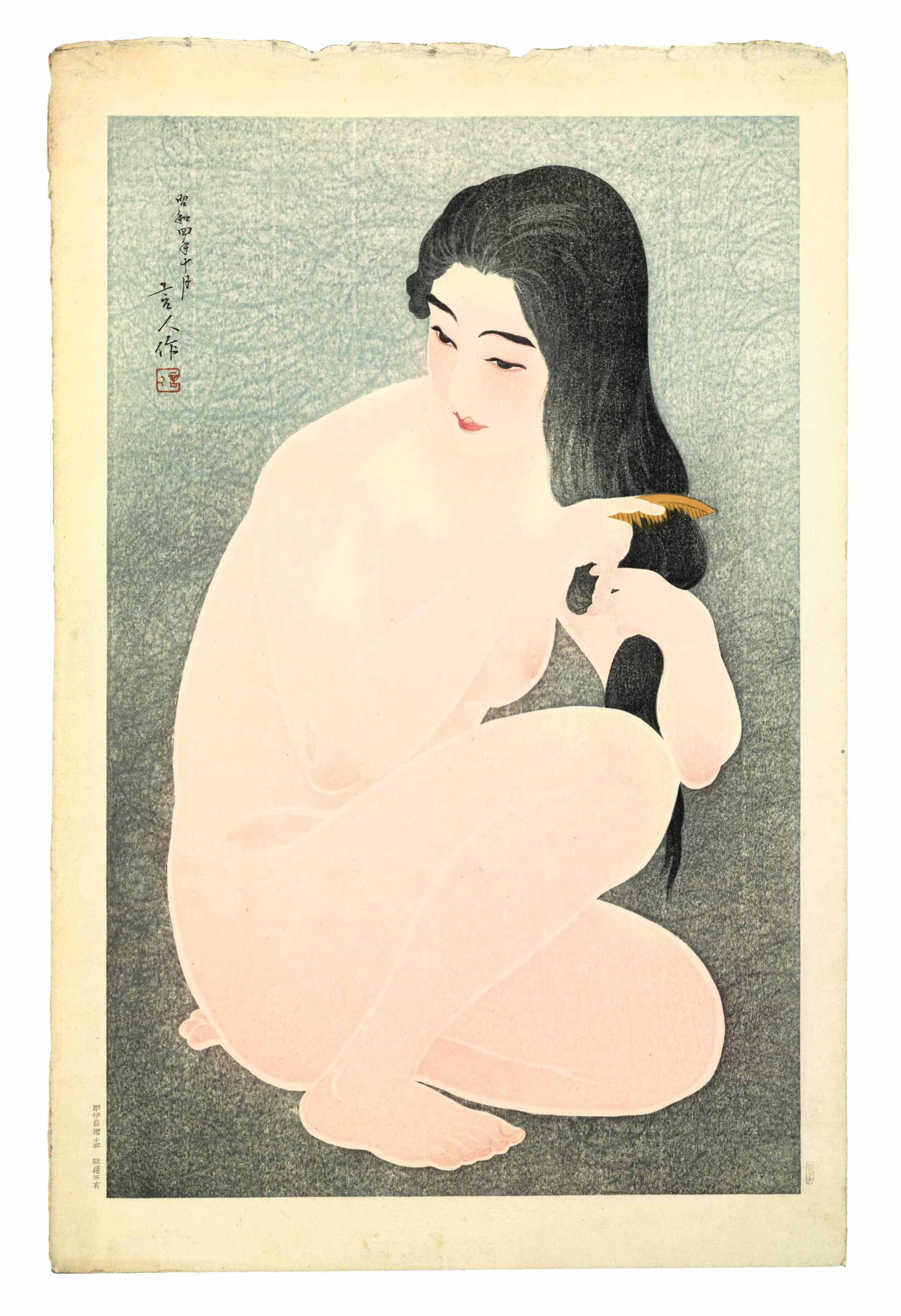 Torii Kotondo (1900-1976) , Kamisuki (Combing hair), 1929.10 | Christie's