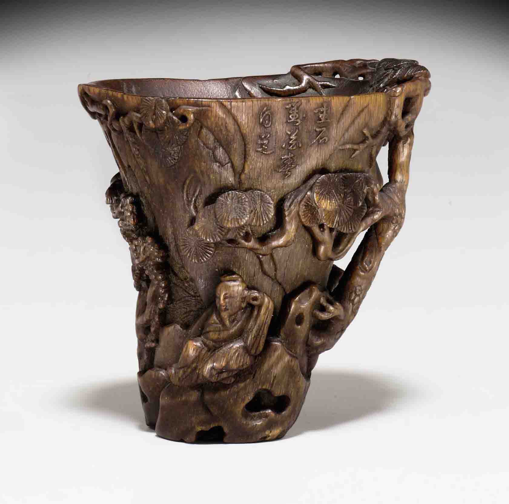 AN UNUSUAL RHINOCEROS HORN CUP