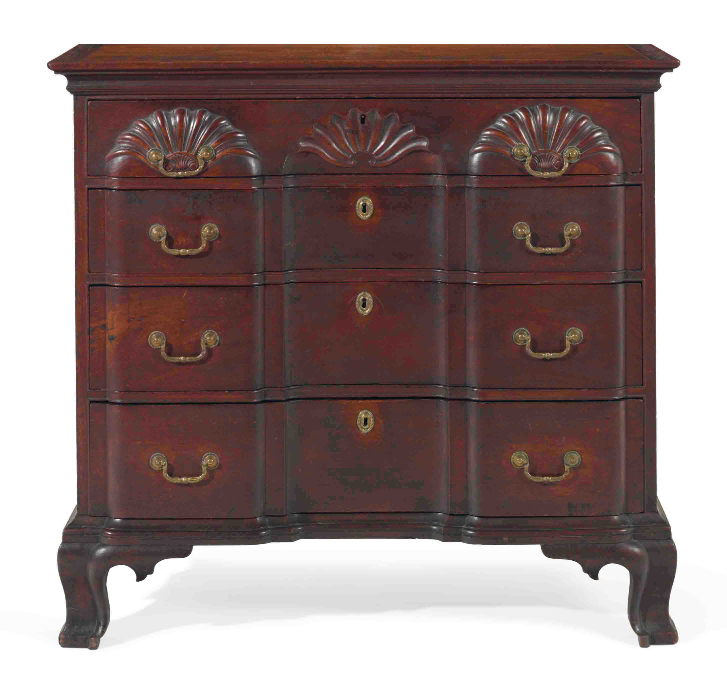A Chippendale Block And Shell Carved Mahogany Chest Of Drawers
