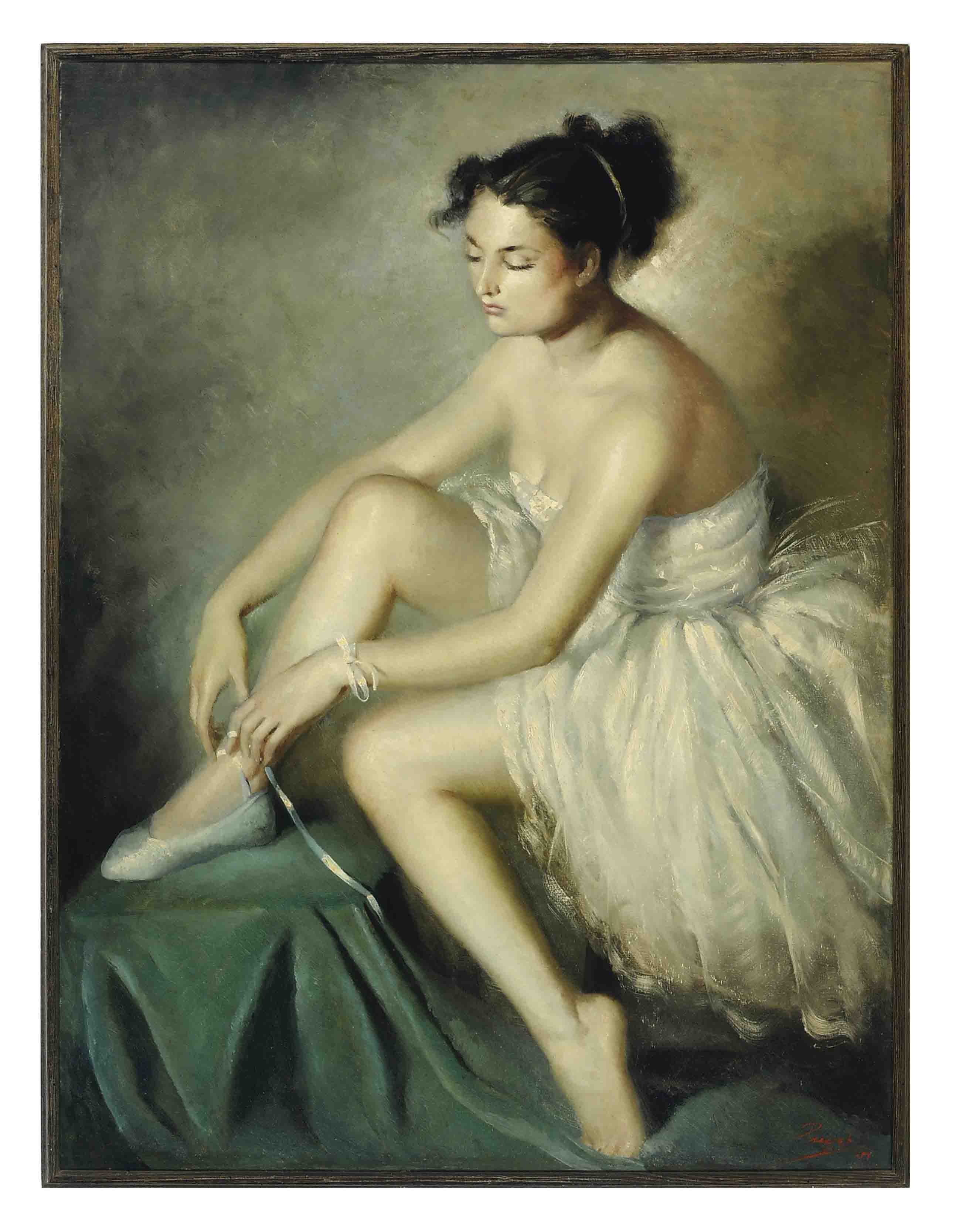 Artist Unknown 20th Century A Seated Ballerina Paintings Oil