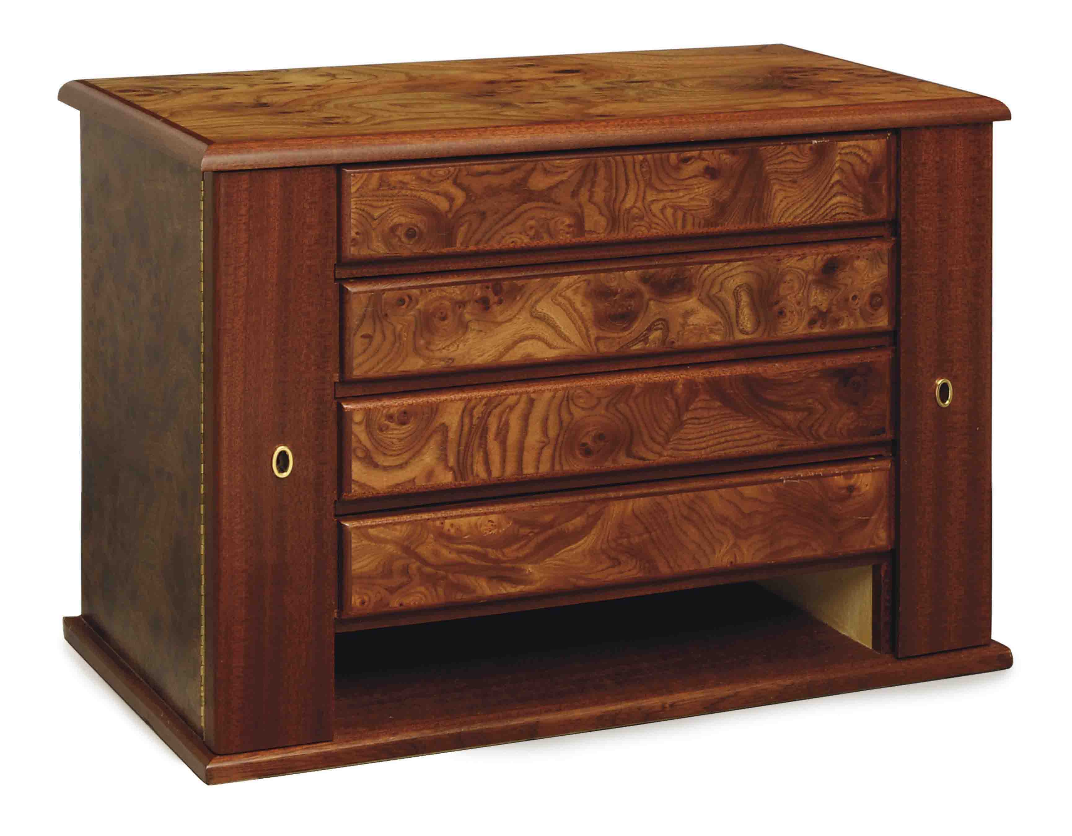 A BURL WALNUT JEWELRY BOX, , 20TH CENTURY, Christie's