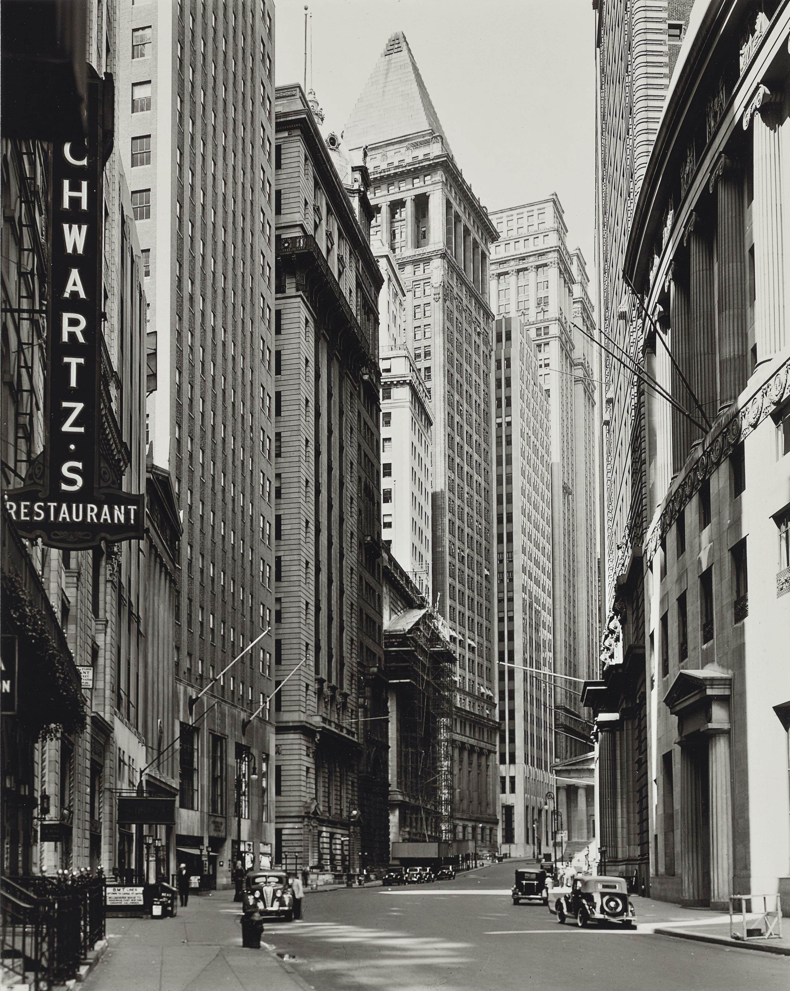 BERENICE ABBOTT (1898-1991) , Broad Street, looking towards Wall Street