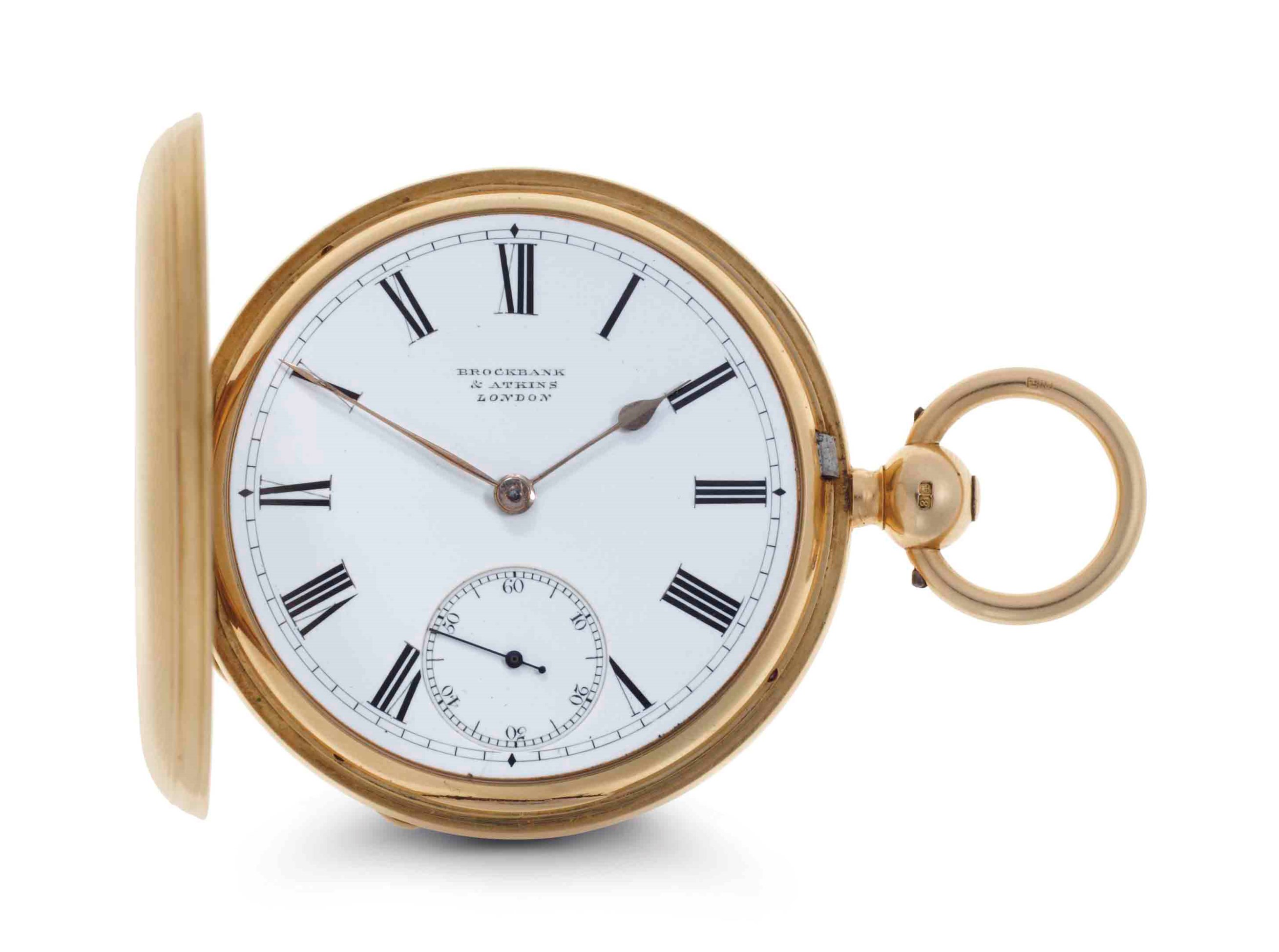 Brockbank and Atkins. An 18k Gold Hunter Case Key Wound Presentation