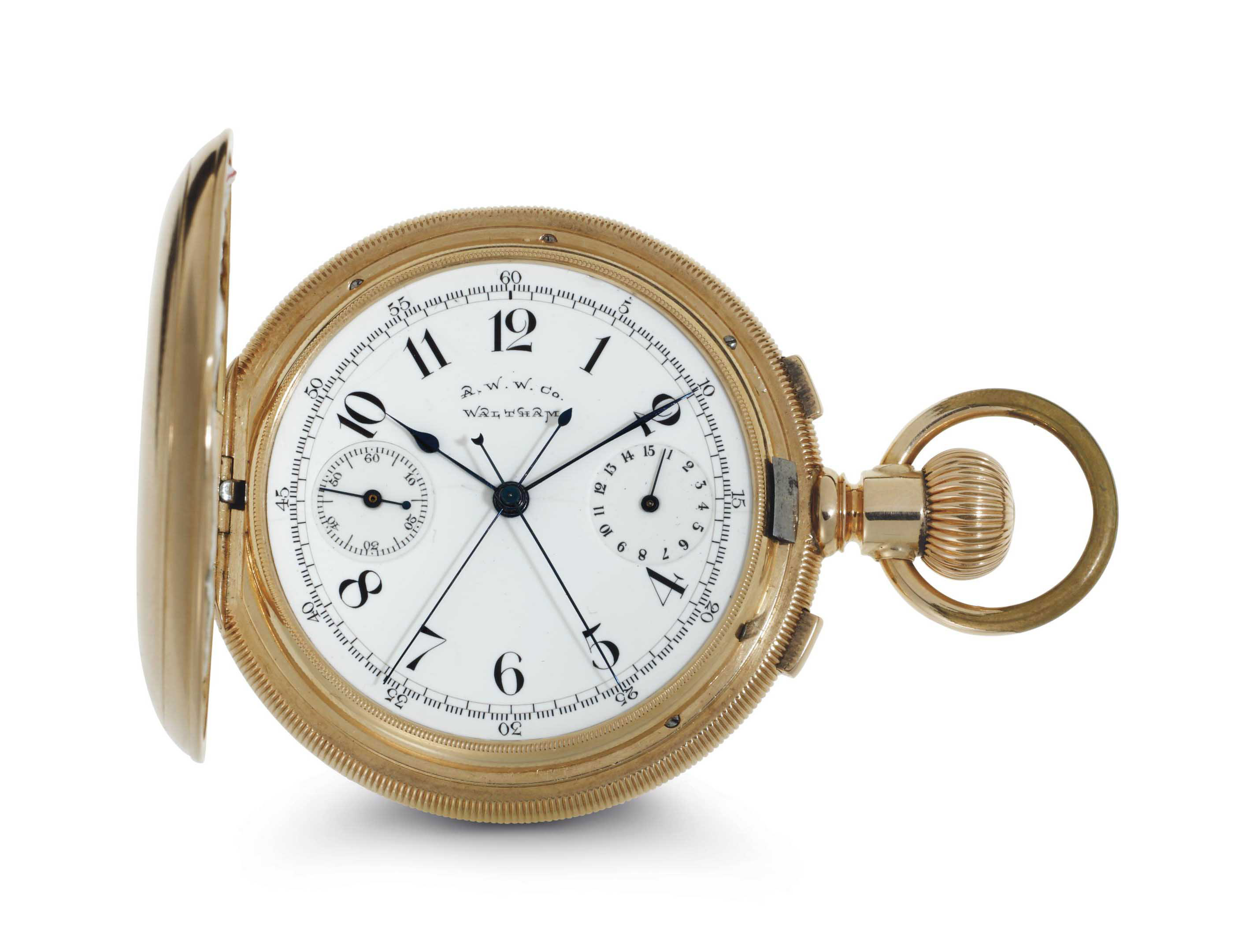 American Waltham Watch. A Fine And Rare 14k Gold SplitSeconds