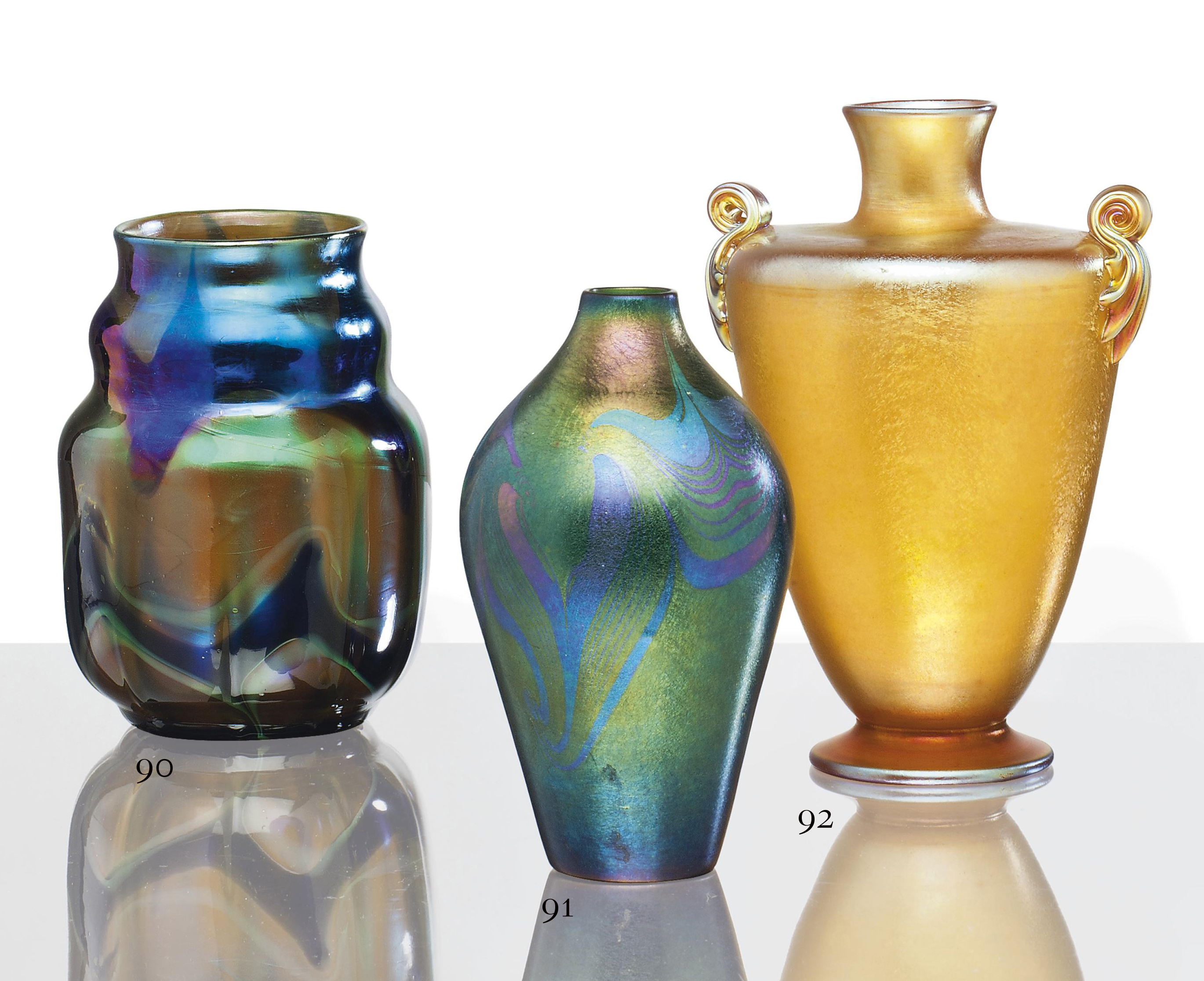 TIFFANY STUDIOS , A DECORATED FAVRILE GLASS VASE, CIRCA 1910 Christie's