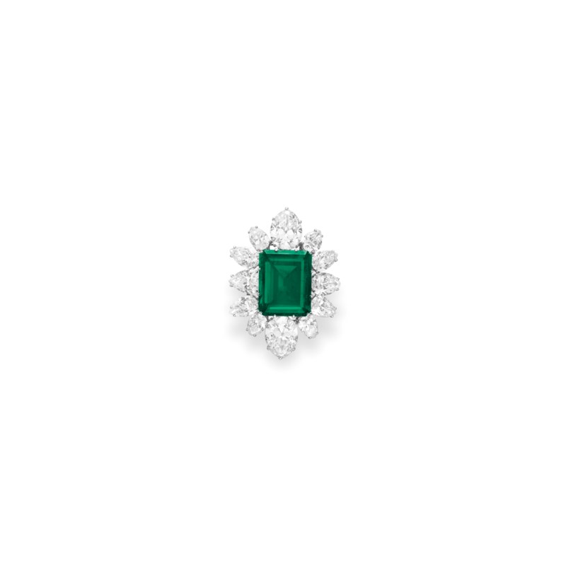 'ELIZABETH TAYLOR BULGARI EMERALD PENDANT' AN EMERALD AND DIAMON