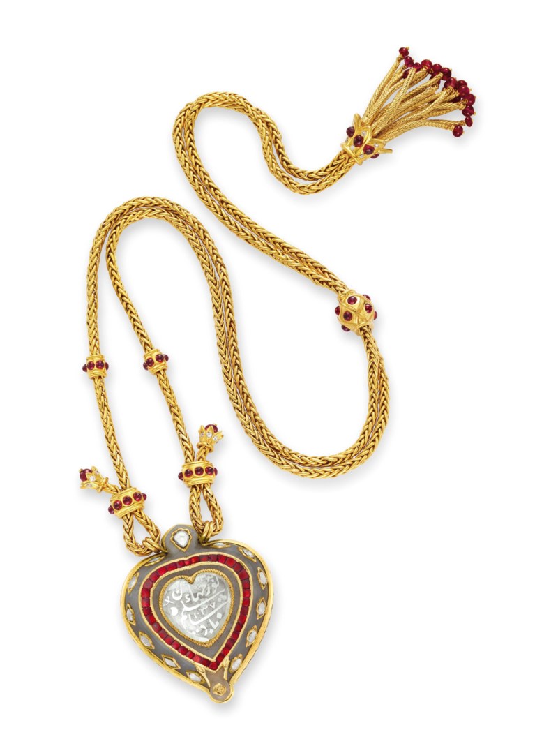 THE TAJ MAHAL AN INDIAN DIAMOND AND JADE PENDANT NECKLACE RUBY A