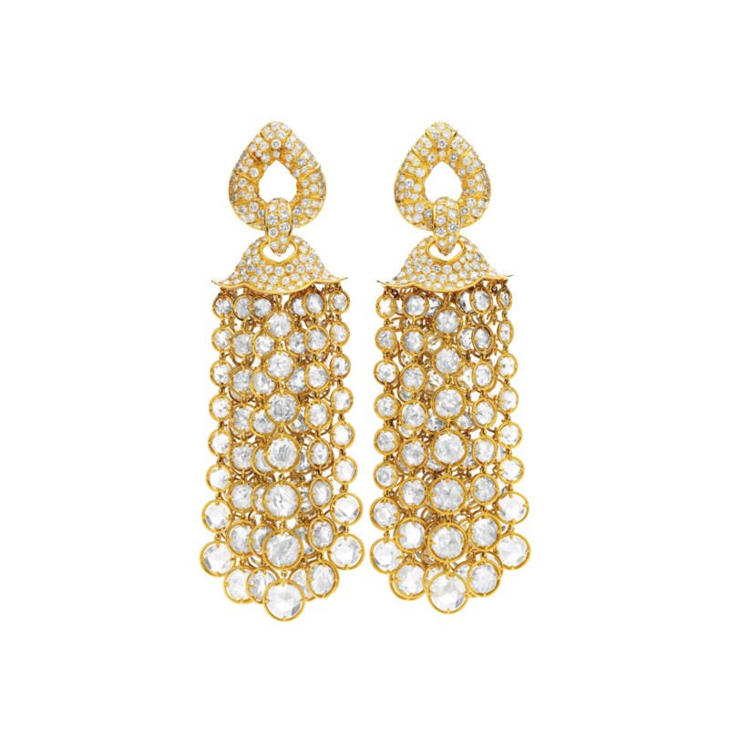 THE PORTANOVA DIAMOND EAR PENDANTS A PAIR OF DIAMOND EAR PENDANT