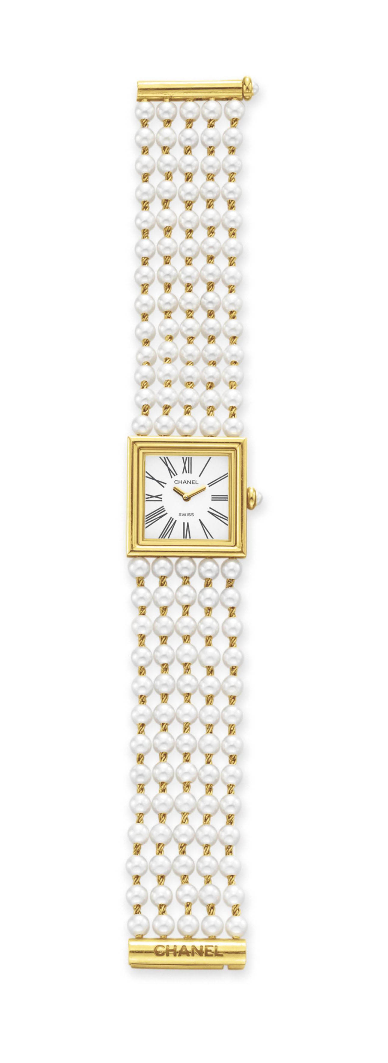 Chanel mademoiselle pearl watch store