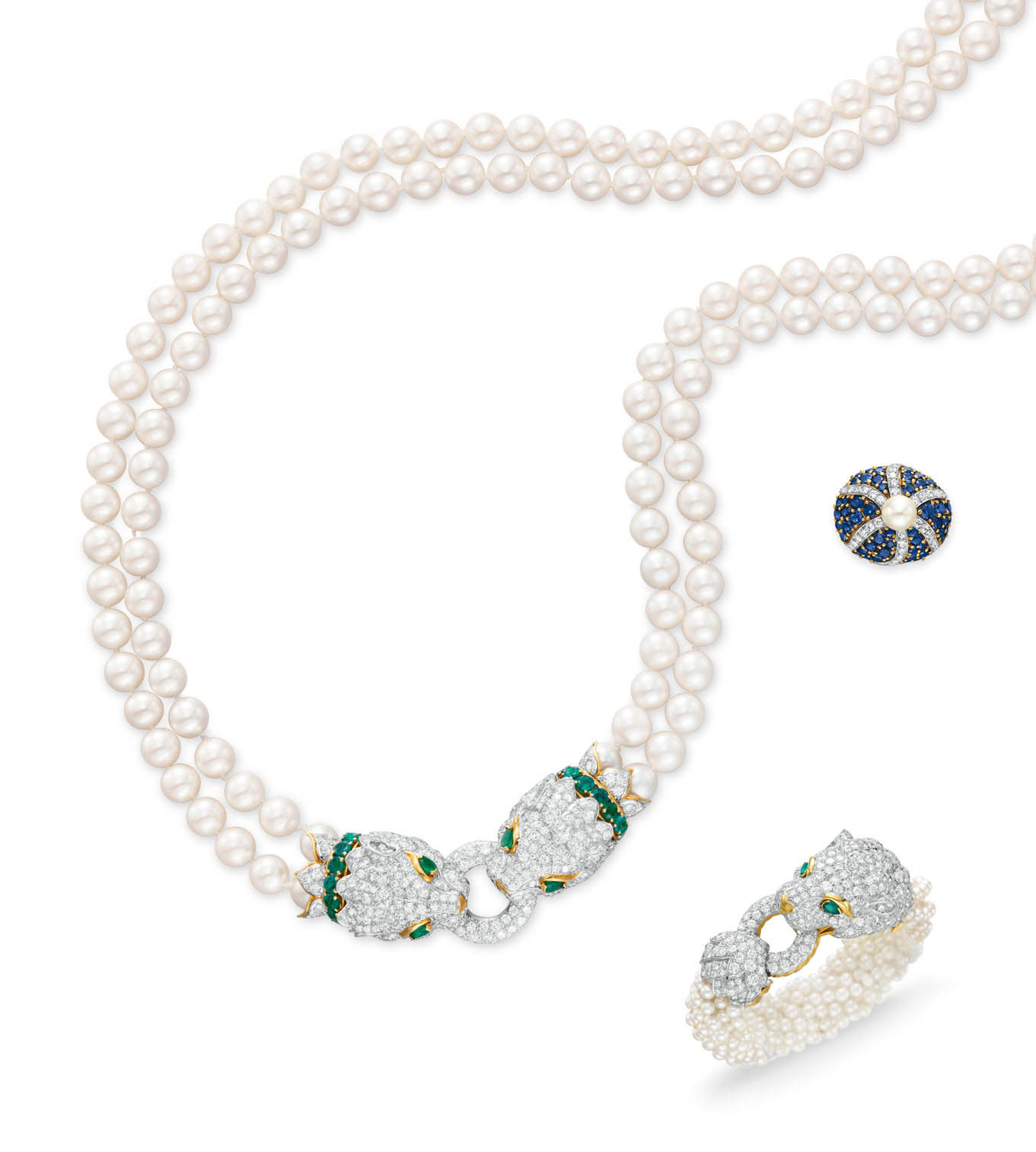 A Set Of Diamond Emerald And Cultured Pearl Jewelry By David Webb Since the brand emerged in new york, in 1948, david webb has been renowned for his ingenuity in creating stunning jewelry enriched with beautiful colors, enamel, hammered gold. cultured pearl jewelry