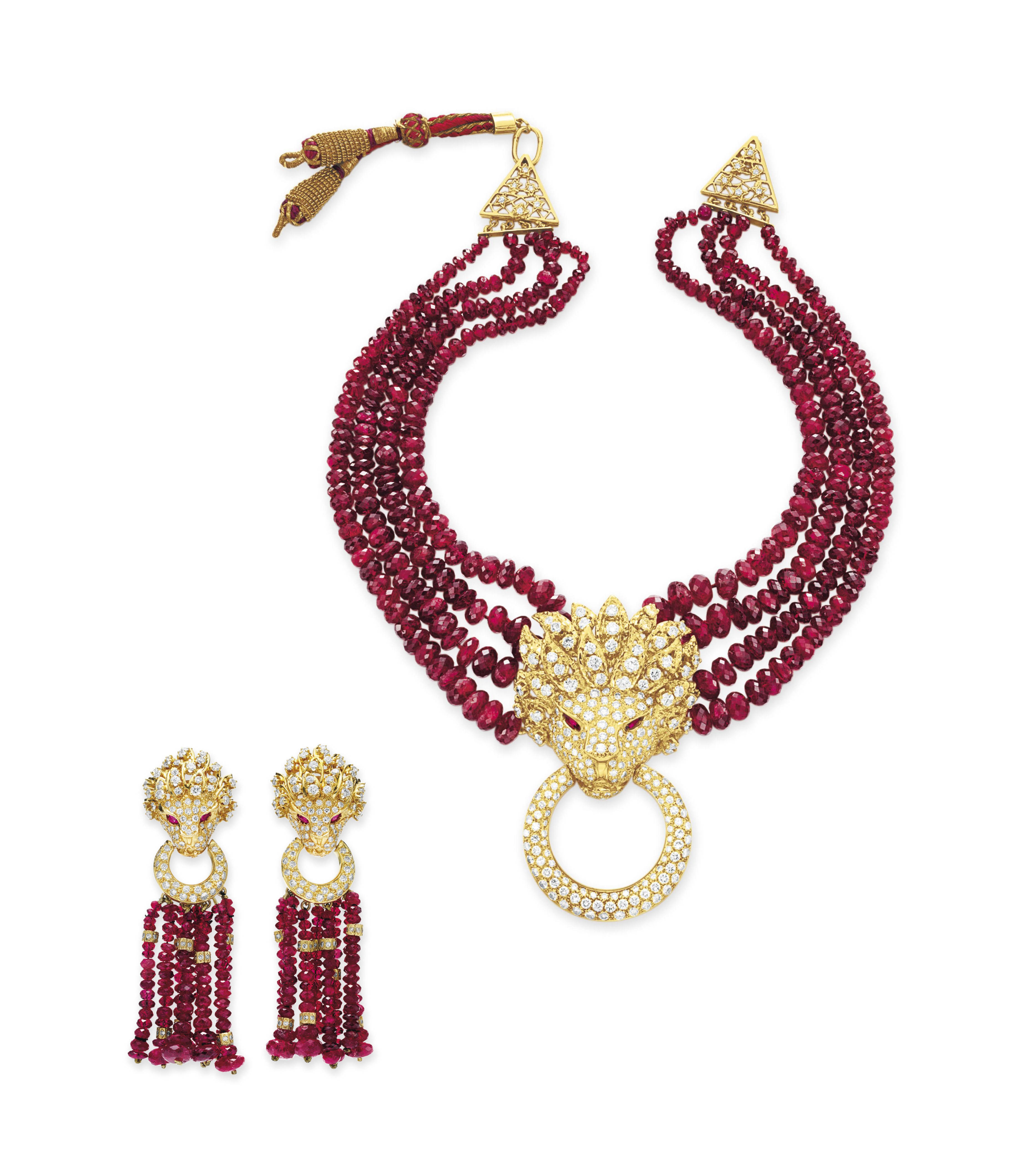 A SET OF RUBY, DIAMOND AND GOLD JEWELRY Christie's