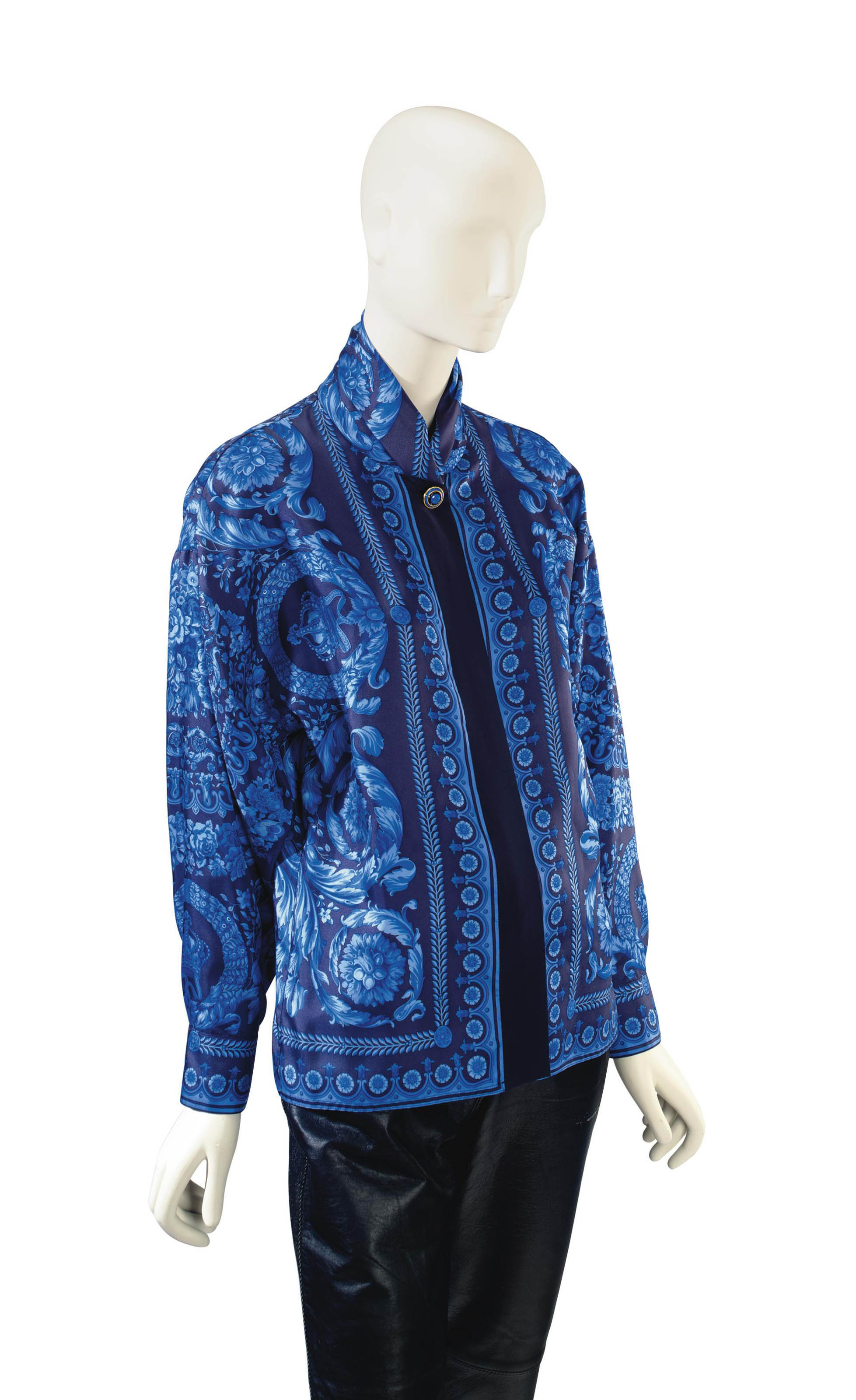 BLACK 'BAROQUE' PRINT SILK BLOUSE