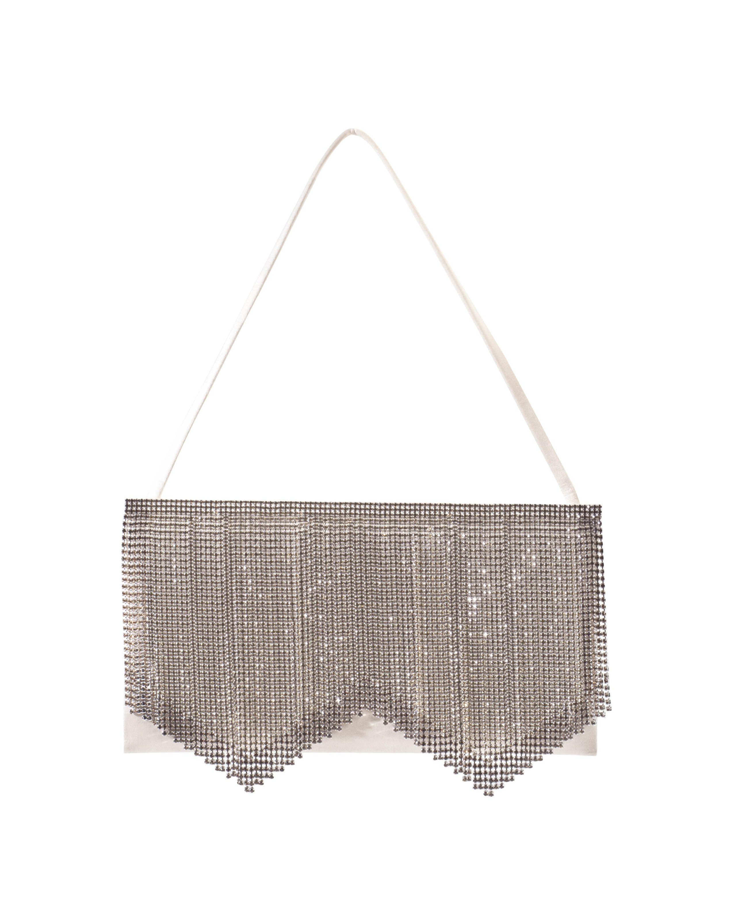 A CHRISTIAN LOUBOUTIN PALE PINK SATIN AND FRINGED RHINESTONE EVE