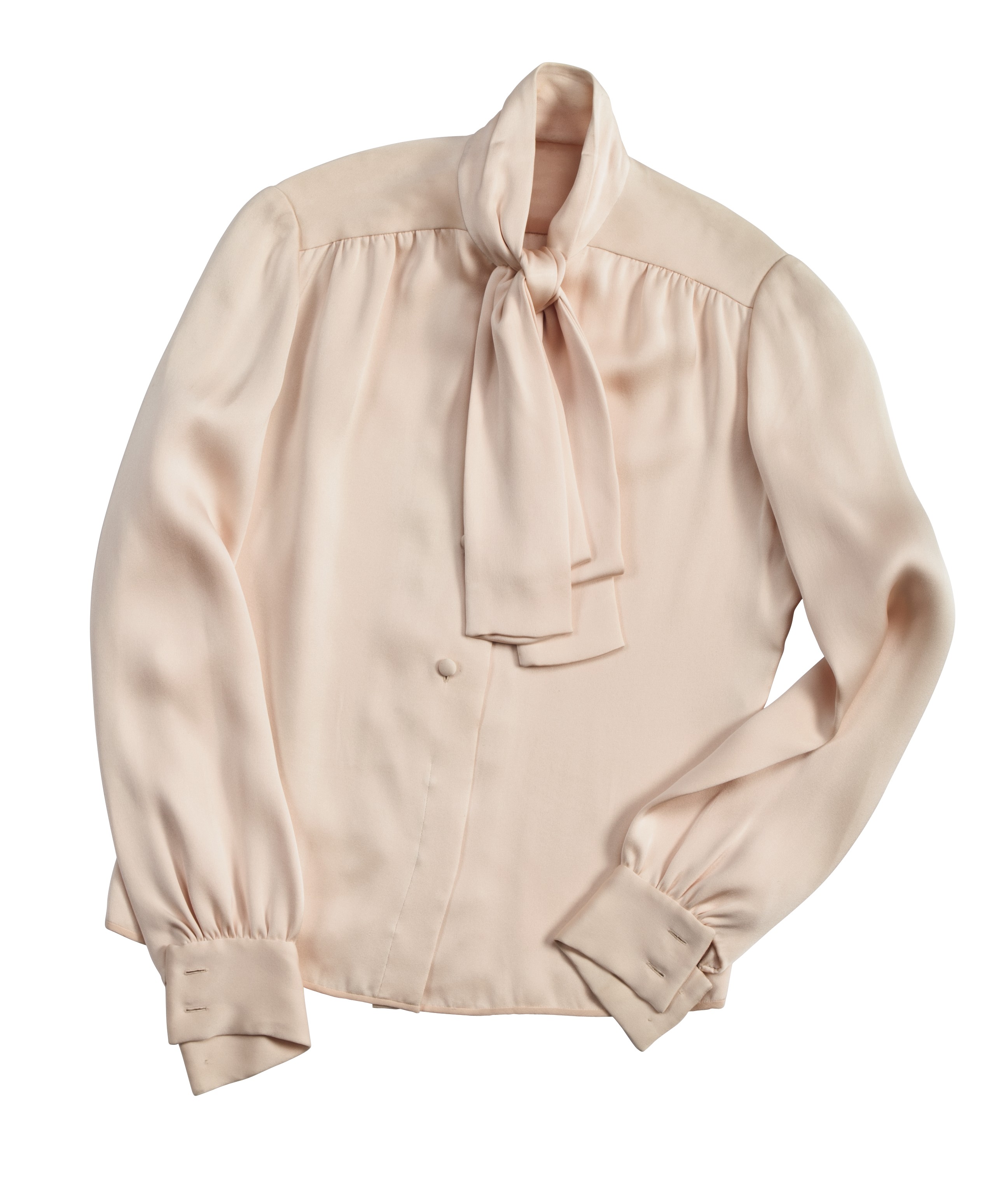A CHRISTIAN DIOR PALE PINK SILK SATIN BLOUSE , LABELED 'CHRISTIAN DIOR AUTOMNE-HIVER 152495 