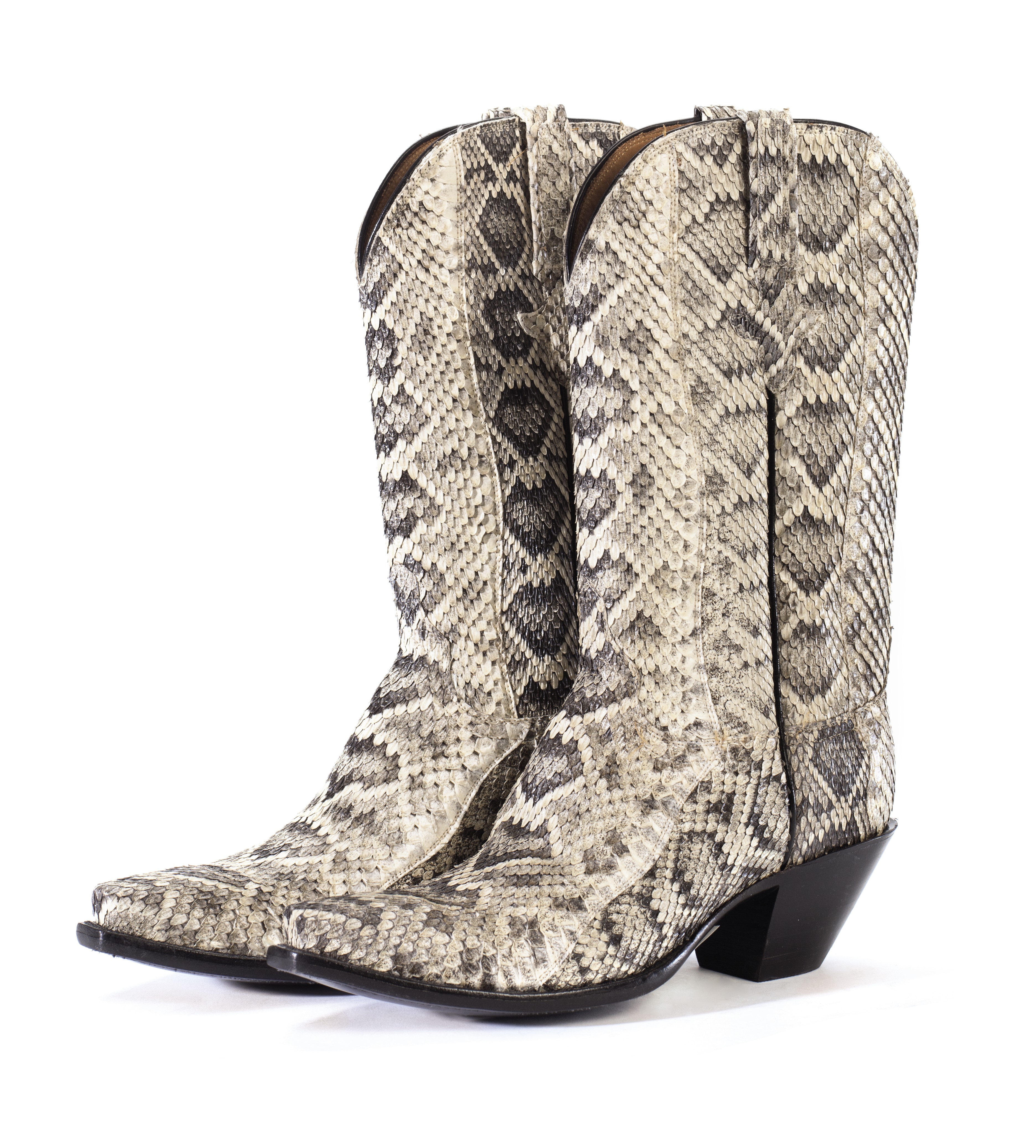 cream snake skin booties