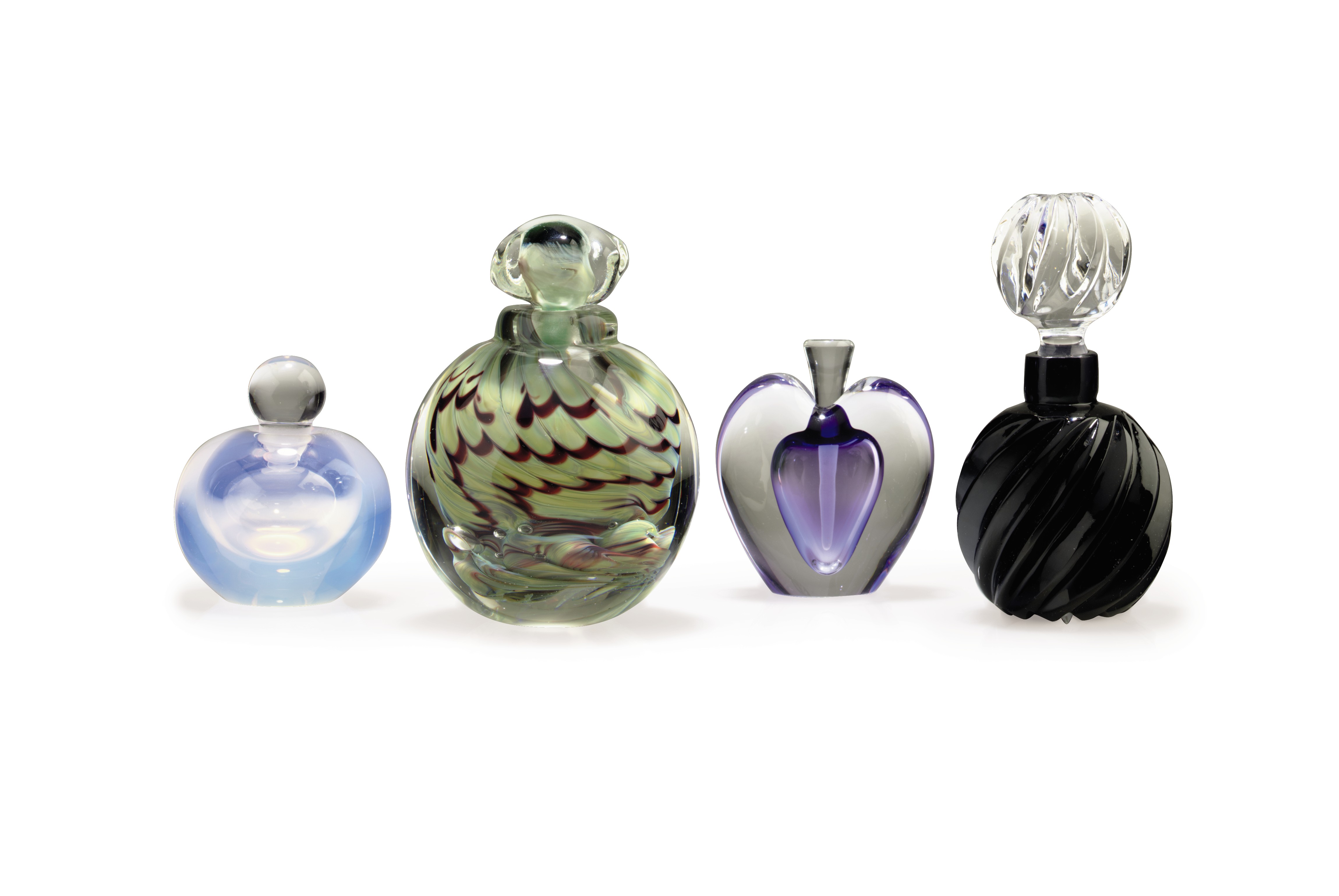 CONTEMPORARY , FOUR ART GLASS PERFUME BOTTLES Christie's
