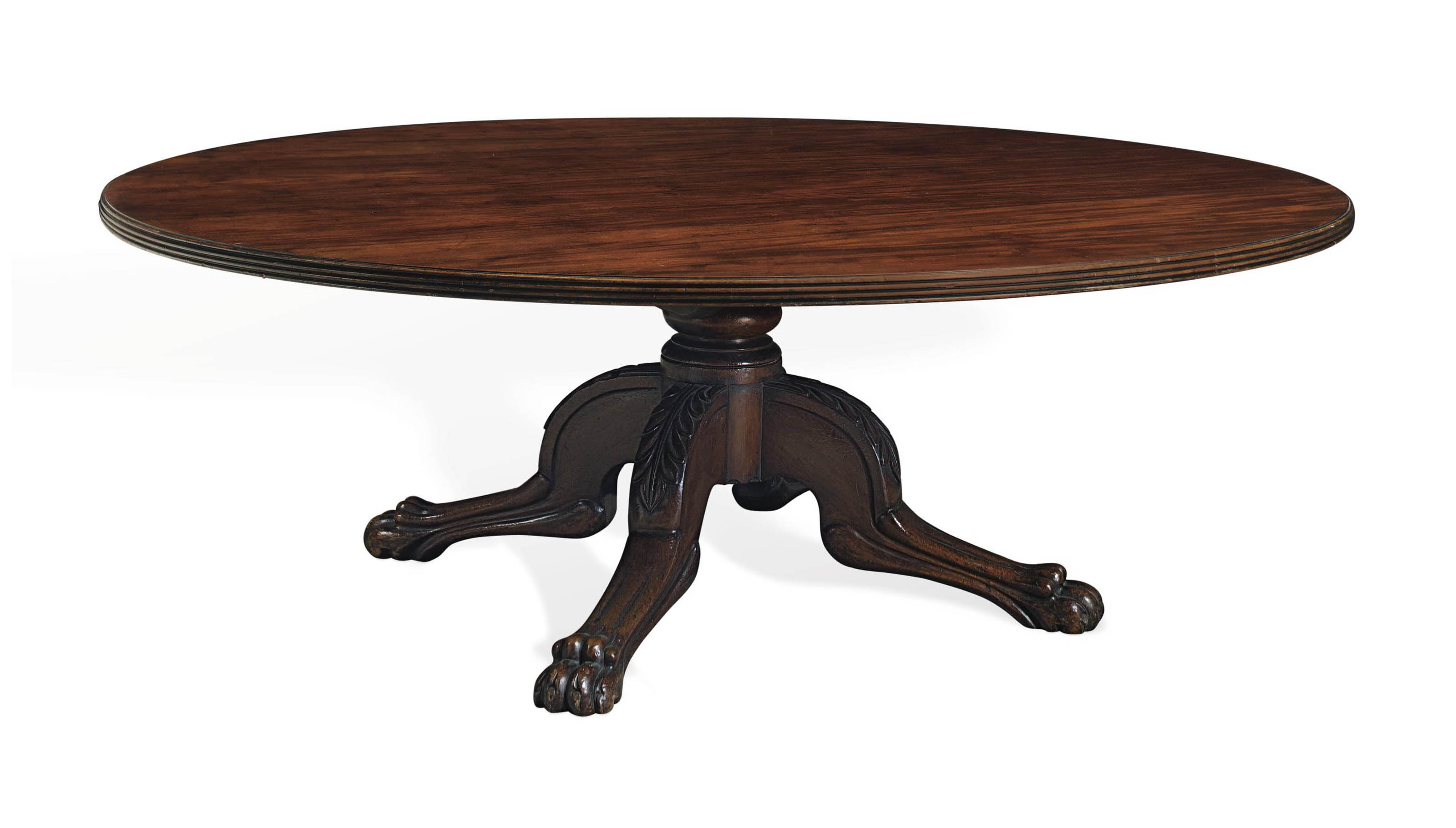 AN IRISH MAHOGANY CIRCULAR DINING TABLE , THE BASE CIRCA 1830, THE TOP