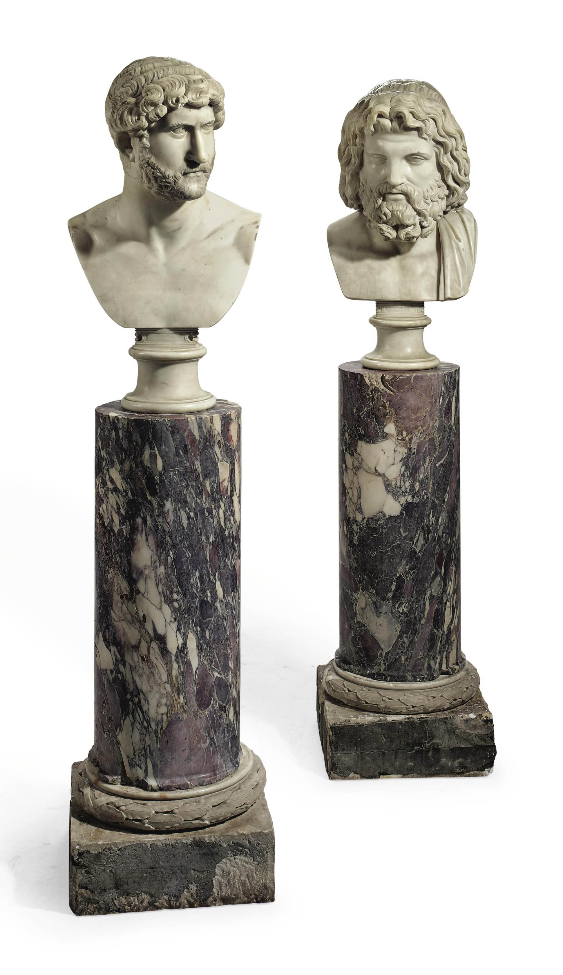 TWO WHITE MARBLE BUSTS , ITALIAN, FIRST HALF 19TH CENTURY Christie's