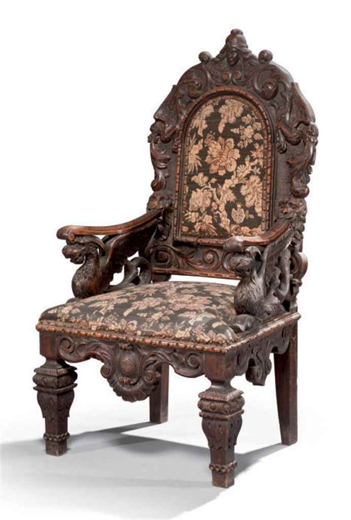 Fauteuil d'apparat de style baroque , TRAVAIL ITALIEN DU ...