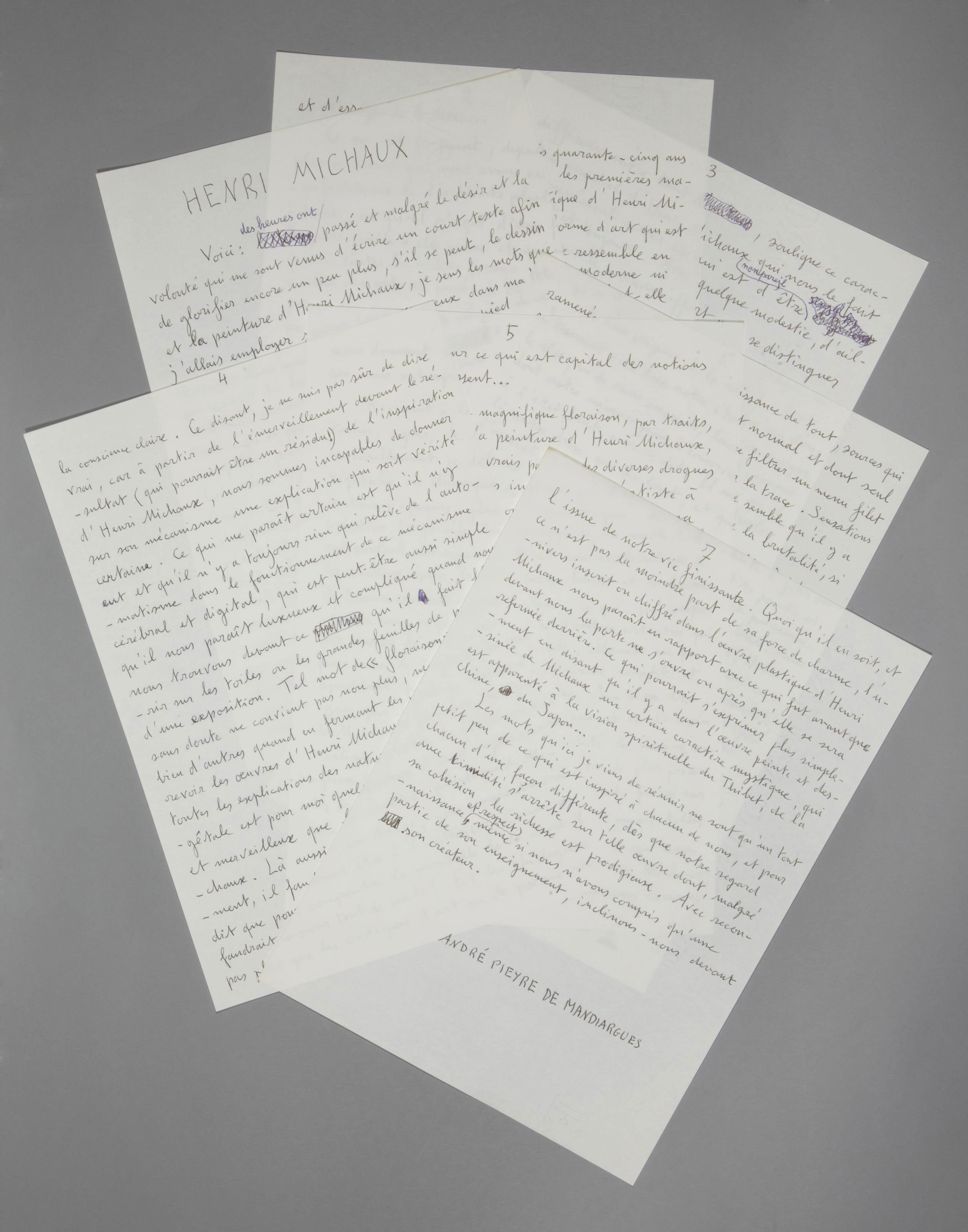 Pieyre De Mandiargues Andre Henri Michaux Manuscrit Autographe