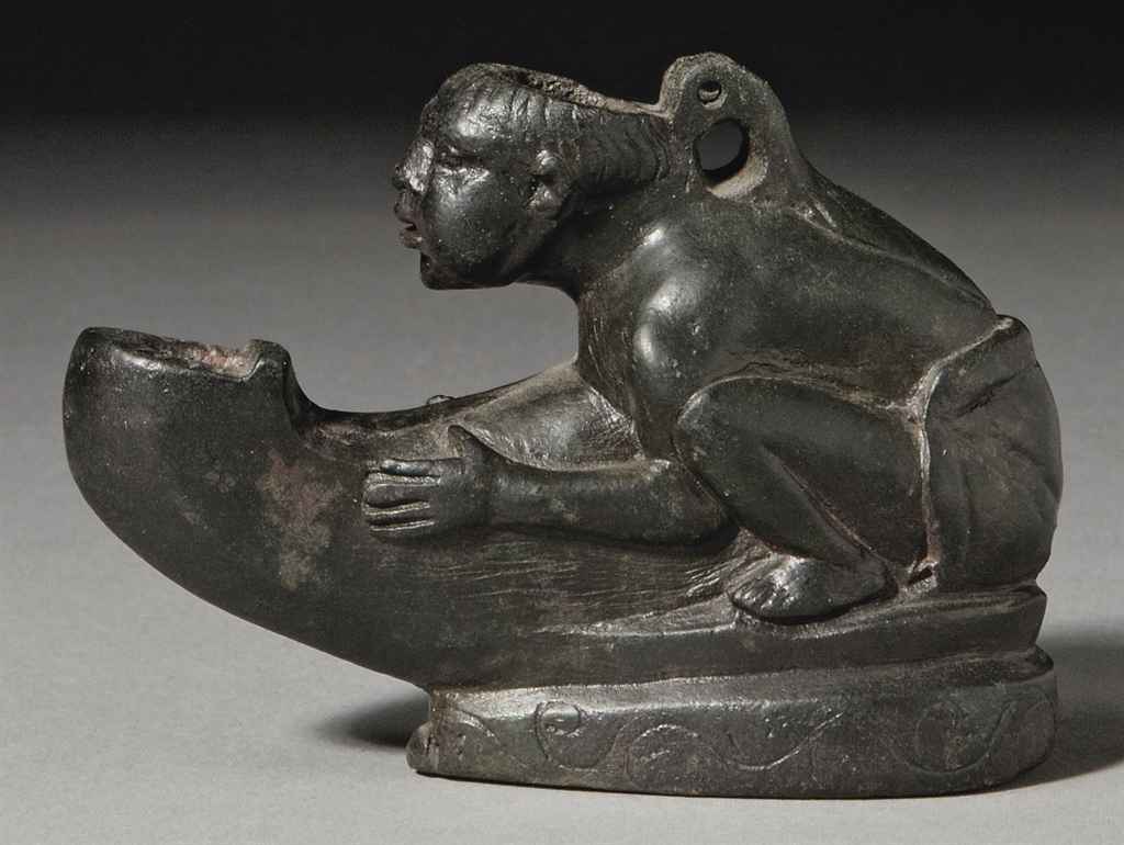 Lampe A Huile Anthropomorphe En Bronze Epoque Romaine Circa Ier