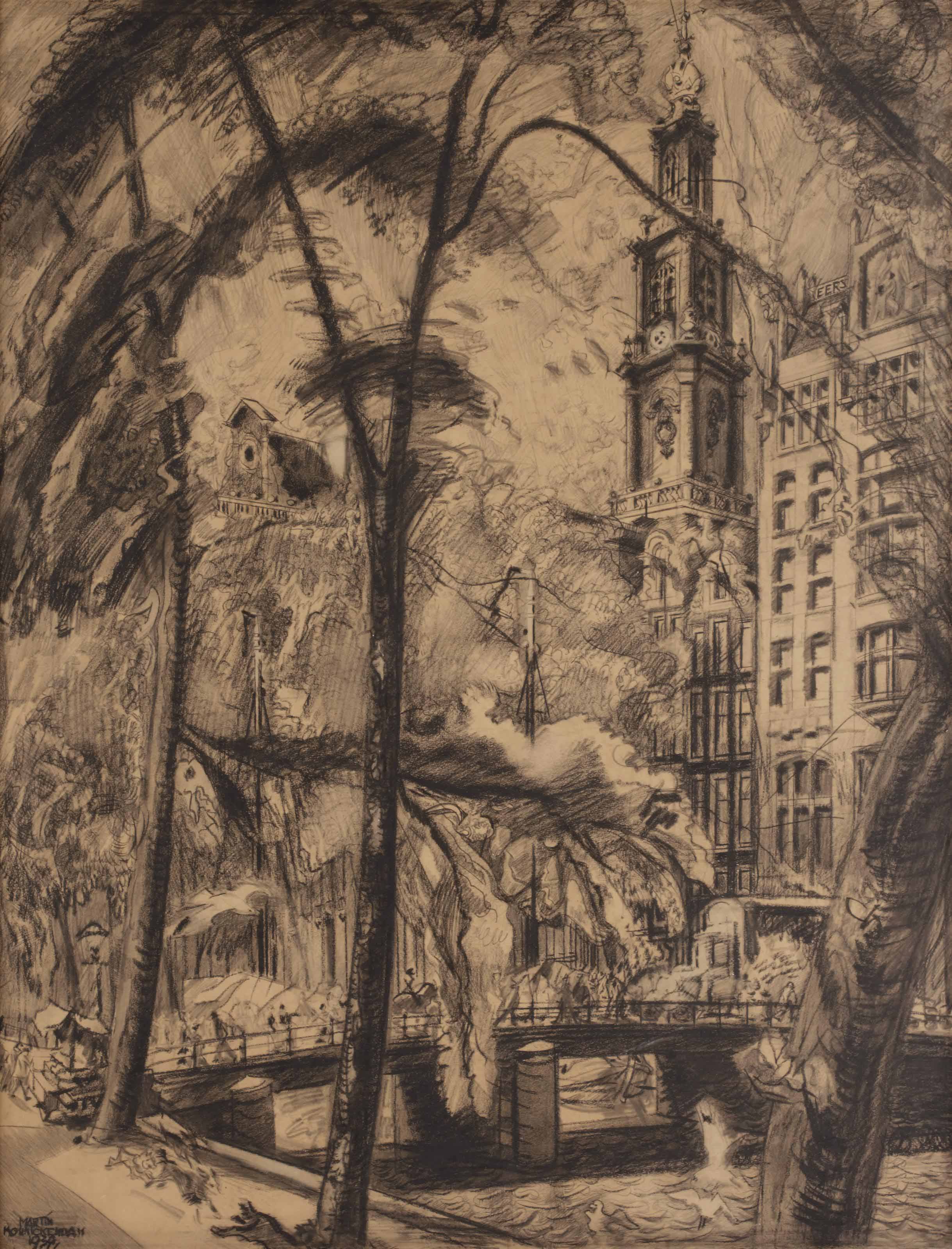 Martin Monnickendam (18741943) , A view of the Westertoren seen from