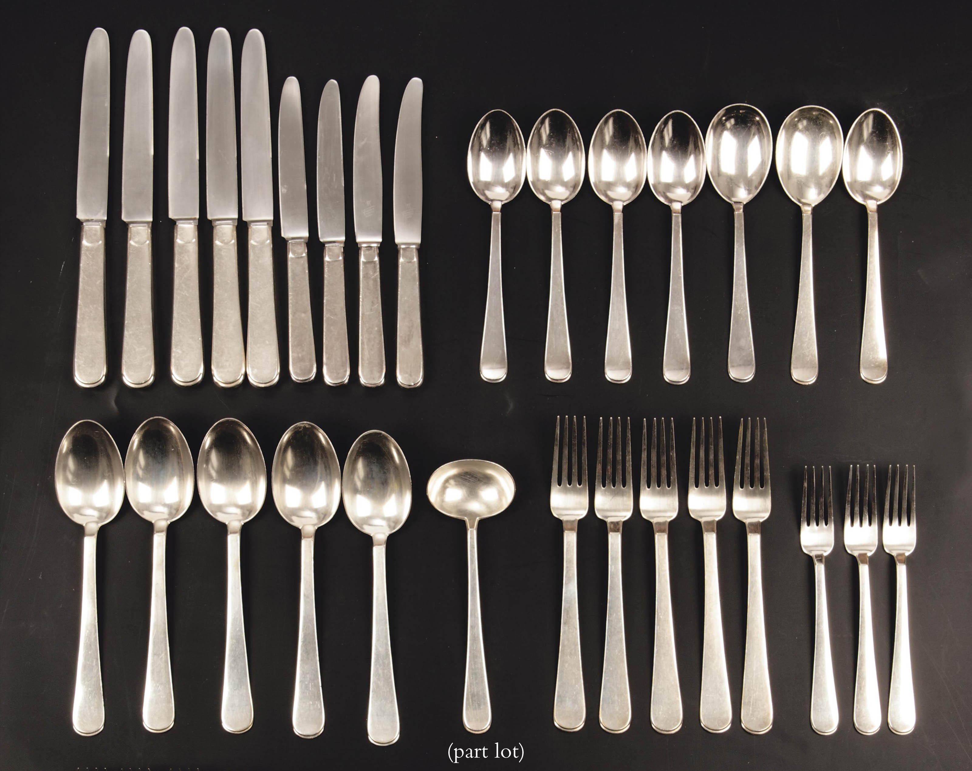 A modern German silver art deco part flatware service STAMPED