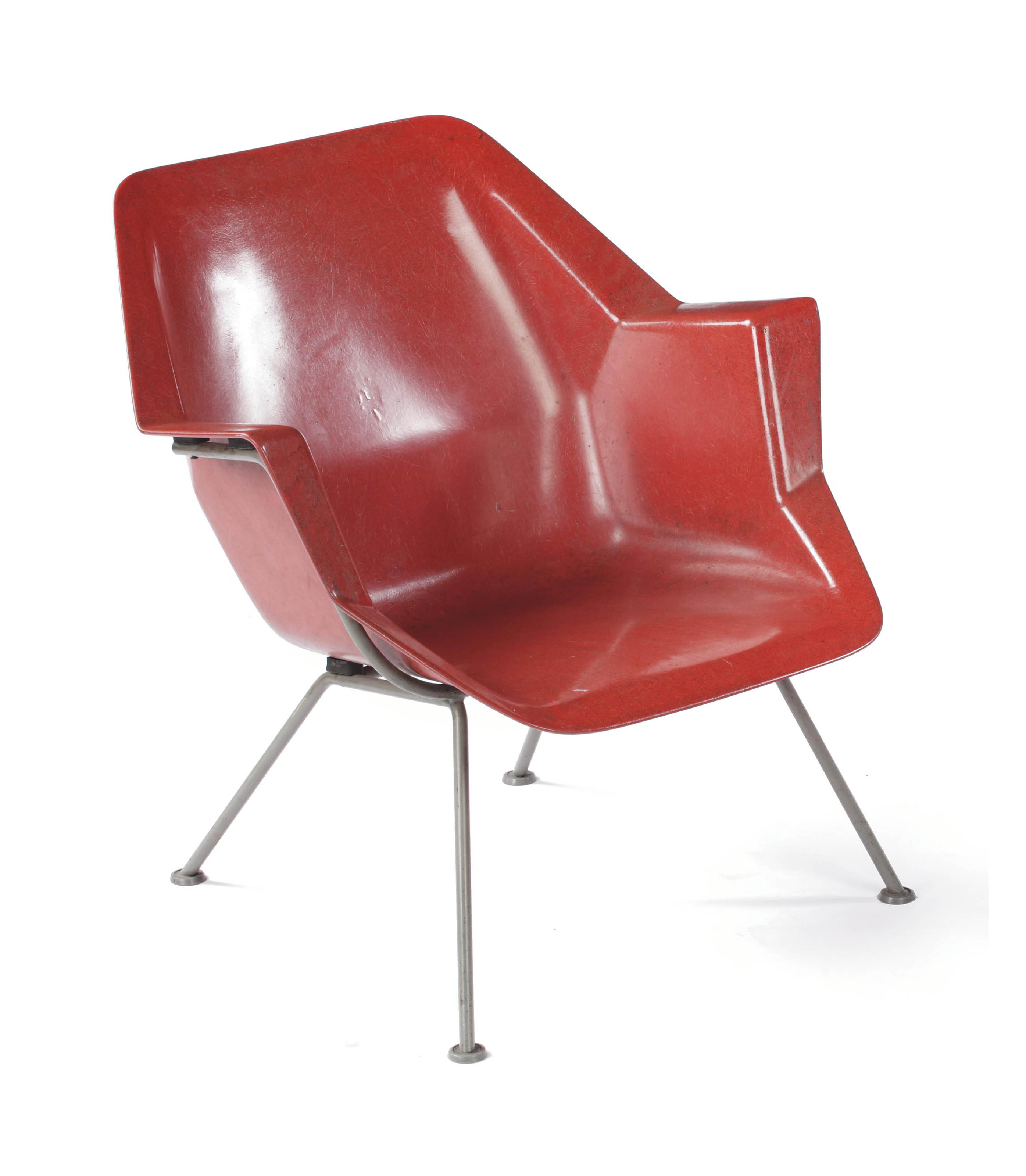 a green painted whitewood and leather upright armchair bankstoeltje