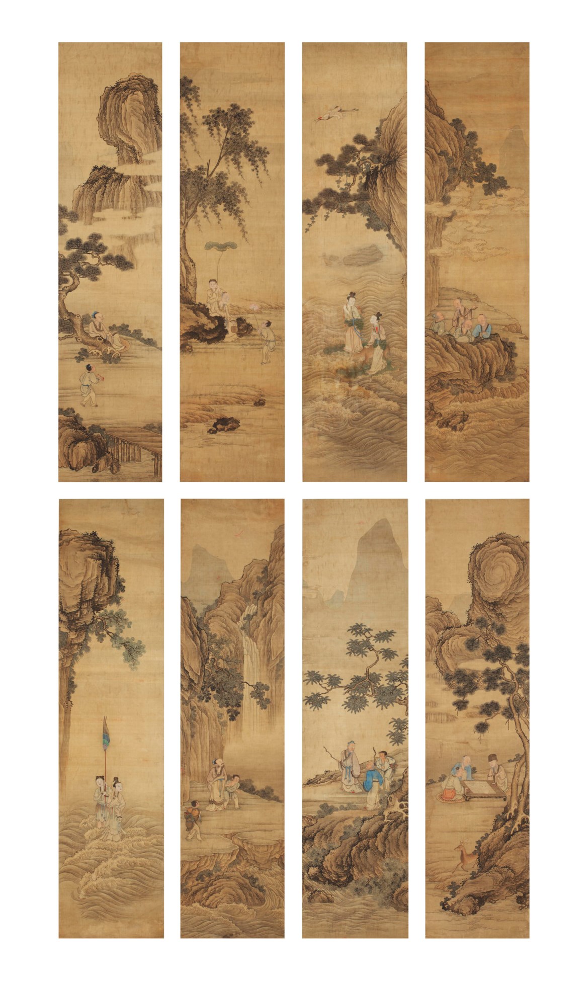 A set of eight Chinese scrolls