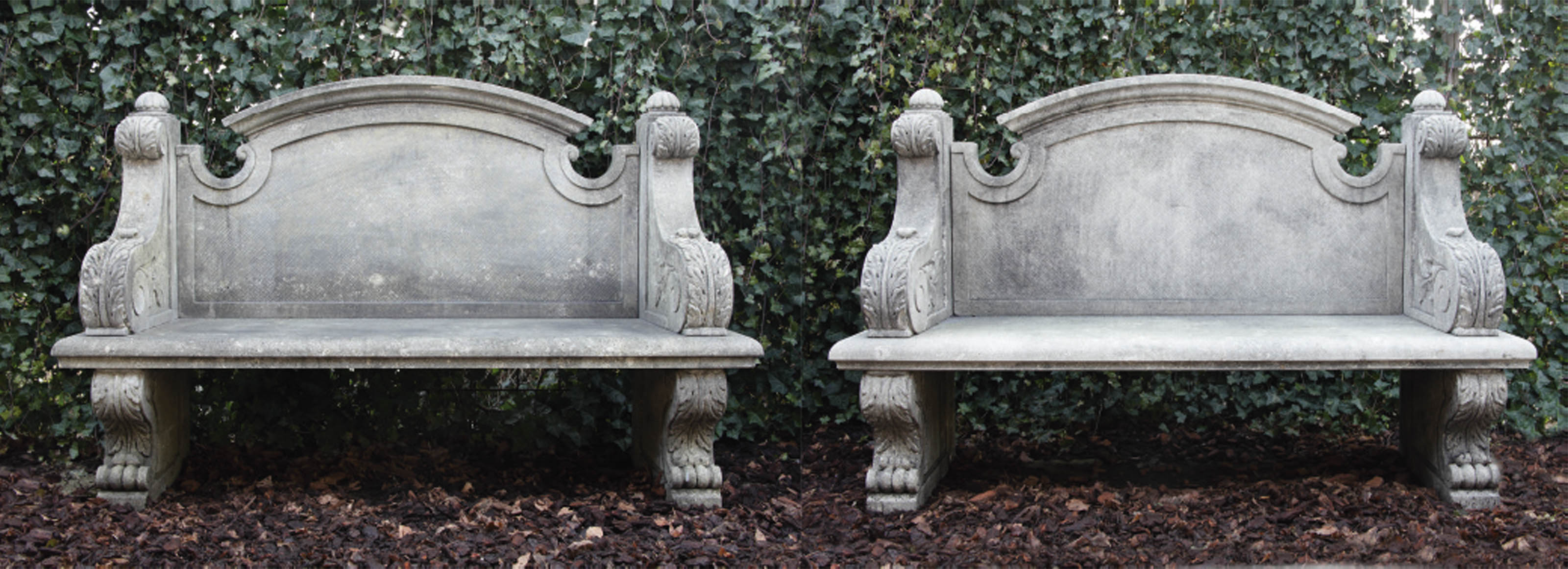 A pair of carved limestone garden benches Christie's