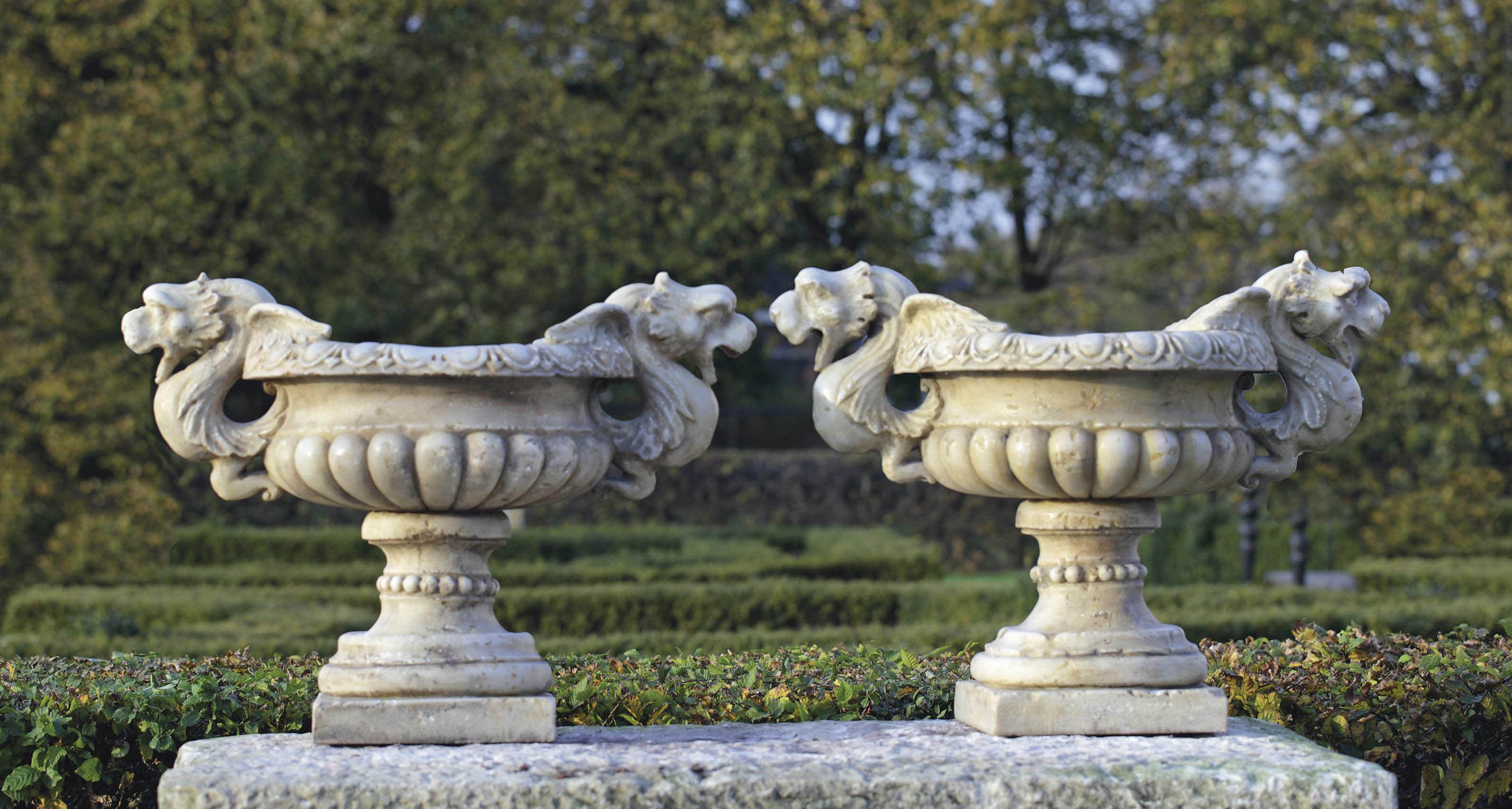 A pair of carved marble planters Christie's