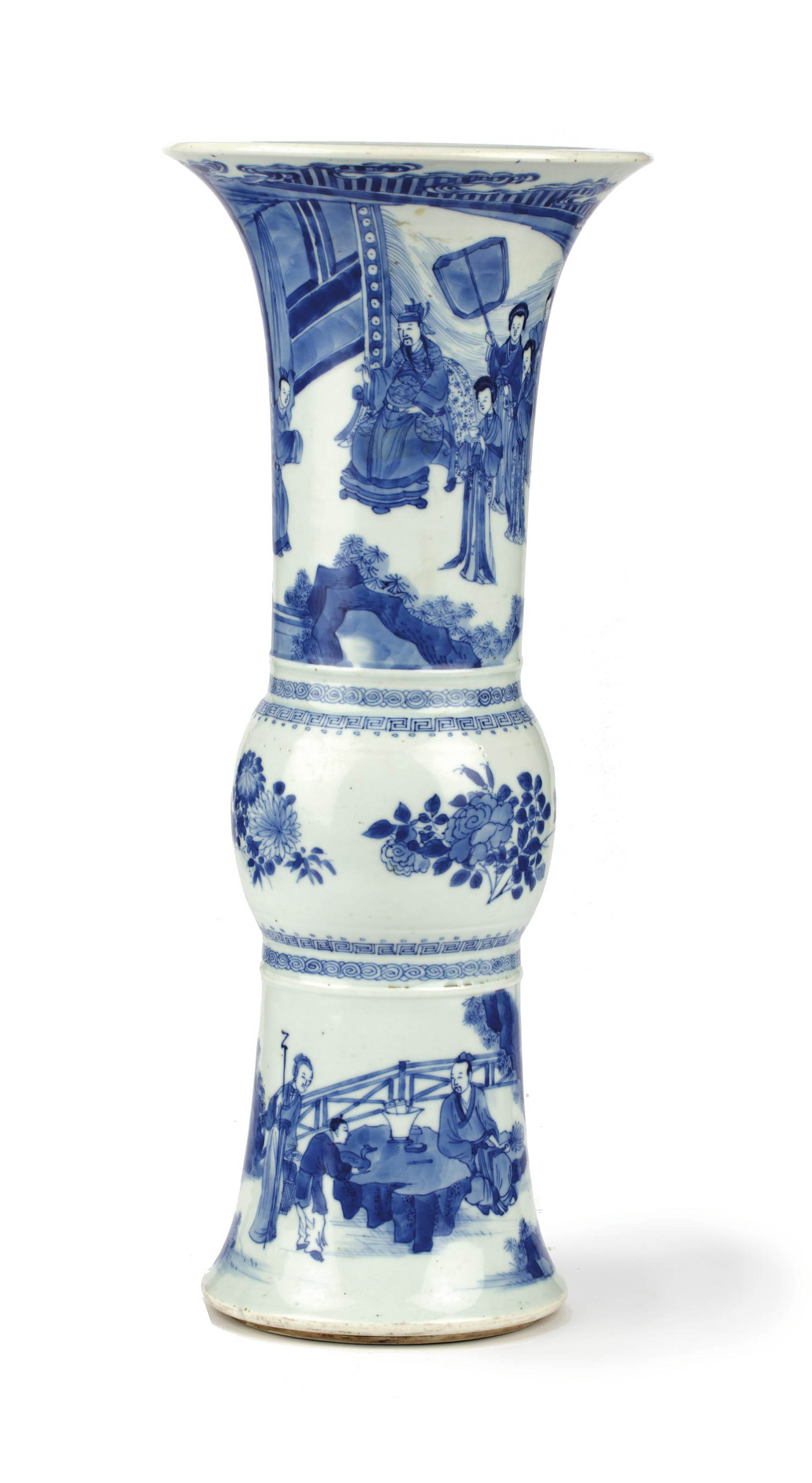 a chinese blue and white gu shaped beaker detailsx