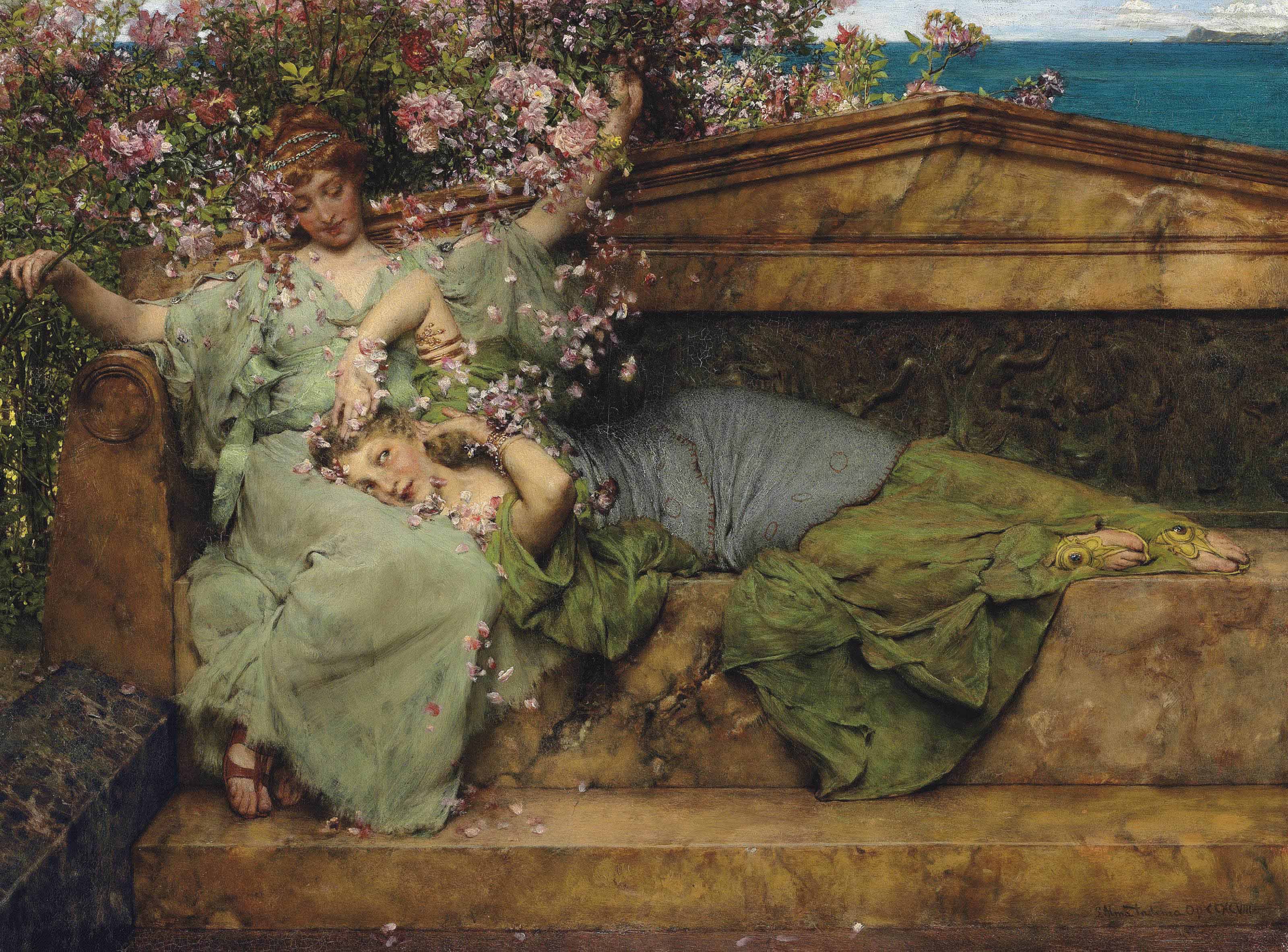 Sir Lawrence Alma Tadema O M R A 1836 1912 In A Rose