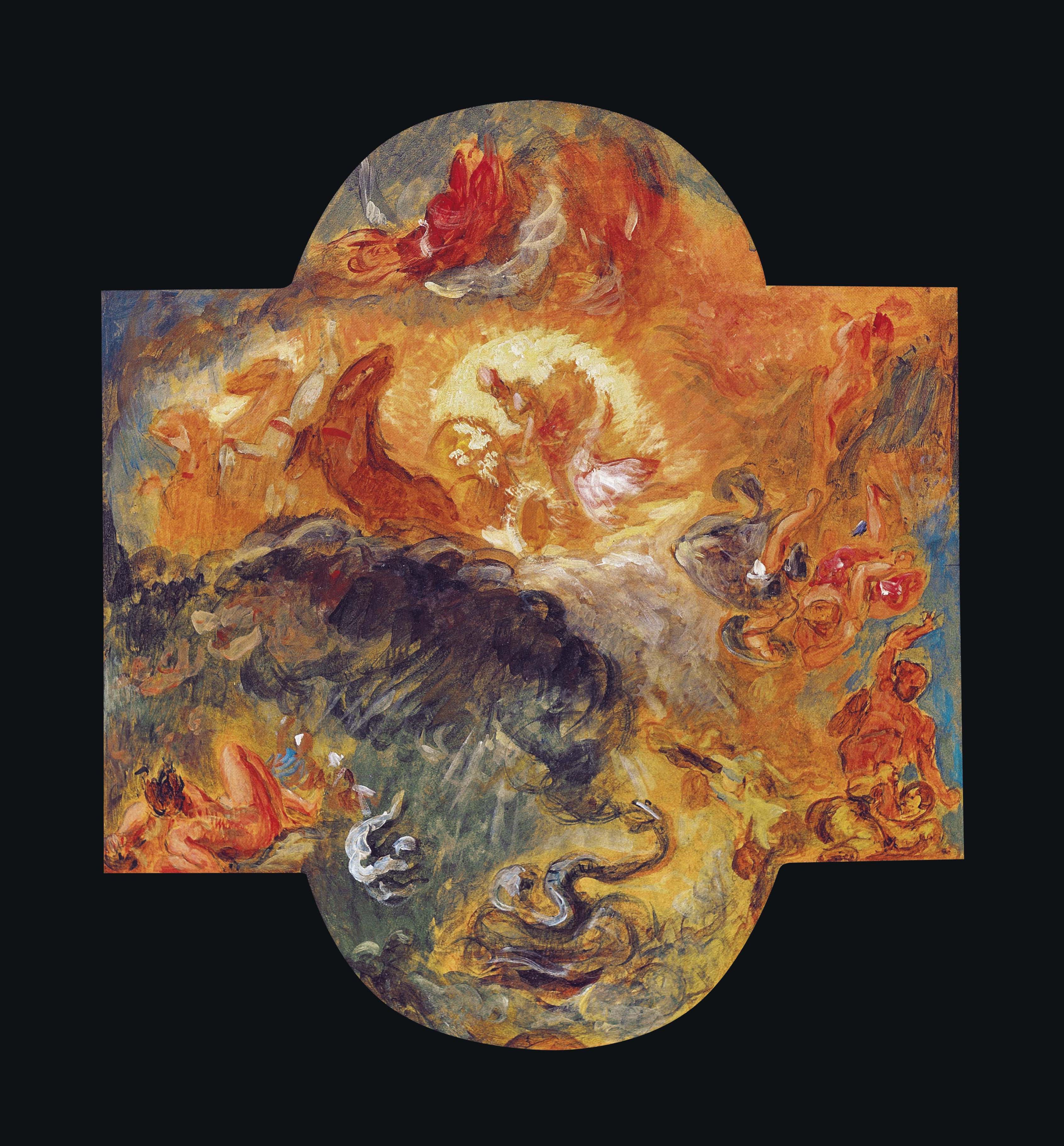 Eug&egrave;ne Delacroix (1798-1863), Apollo slays Python, 1850. Oil on paper laid down on canvas. 25&frac34; x 23⅝  in (65.5 x 60  cm). Sold for &pound;361,250 on 12 June 2012 at Christie&rsquo;s in London