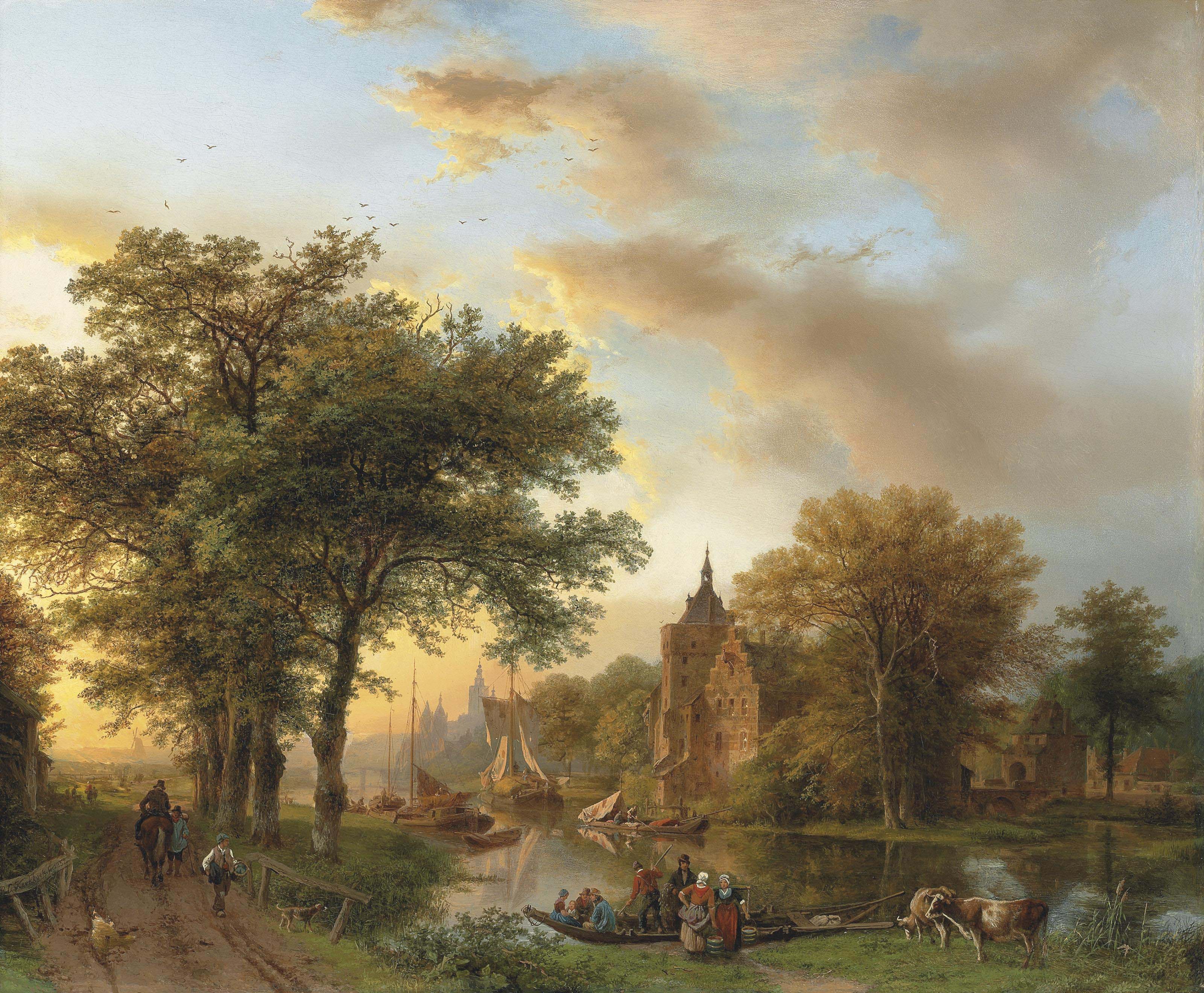 Barend Cornelis Koekkoek (Dutch, 1803-1862) , A River Landscape in 