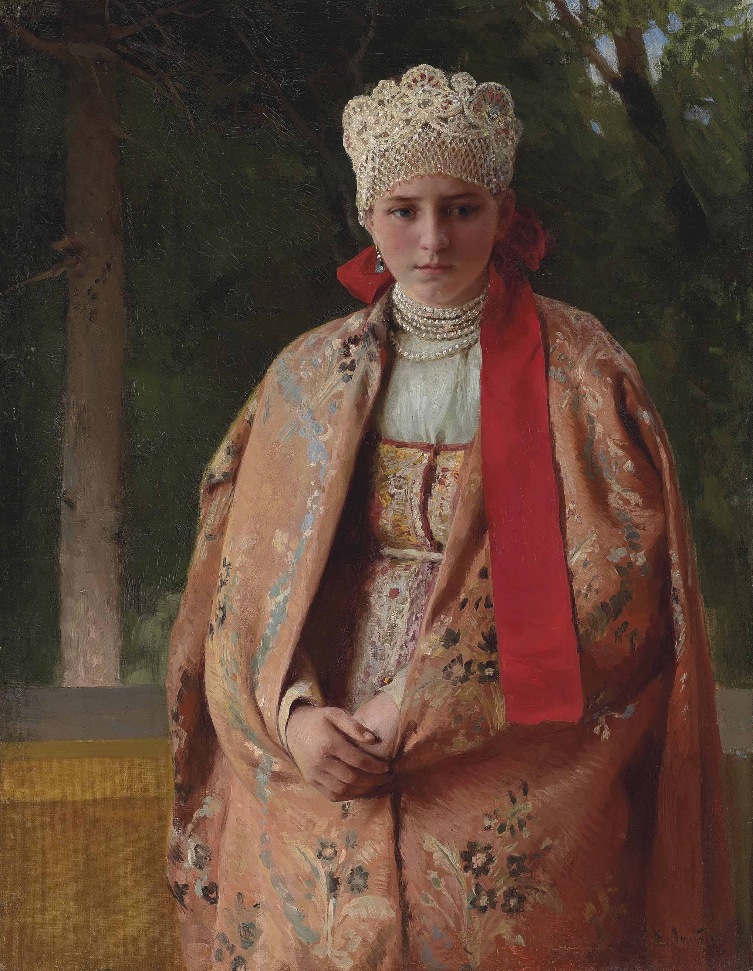 Клавдий Лебедев. (1852-1916). Боярыня.. Лебедев Клавдий Васильевич 1852-1916. Лебедев Клавдий Васильевич Боярышня. Клавдий Лебедев художник картины