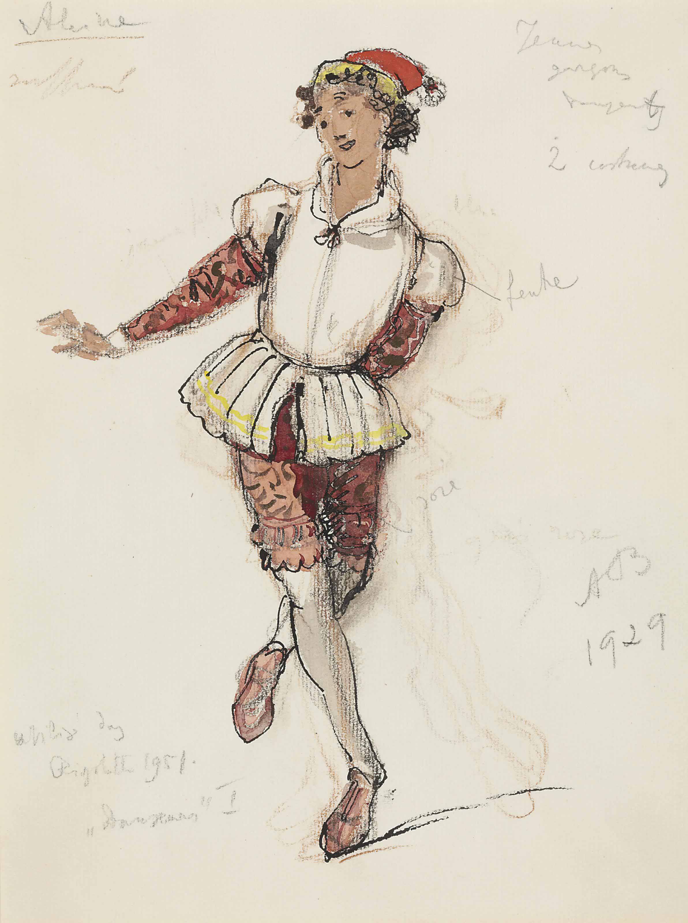 Бенуа Коломбина .эскиз костюма 1915