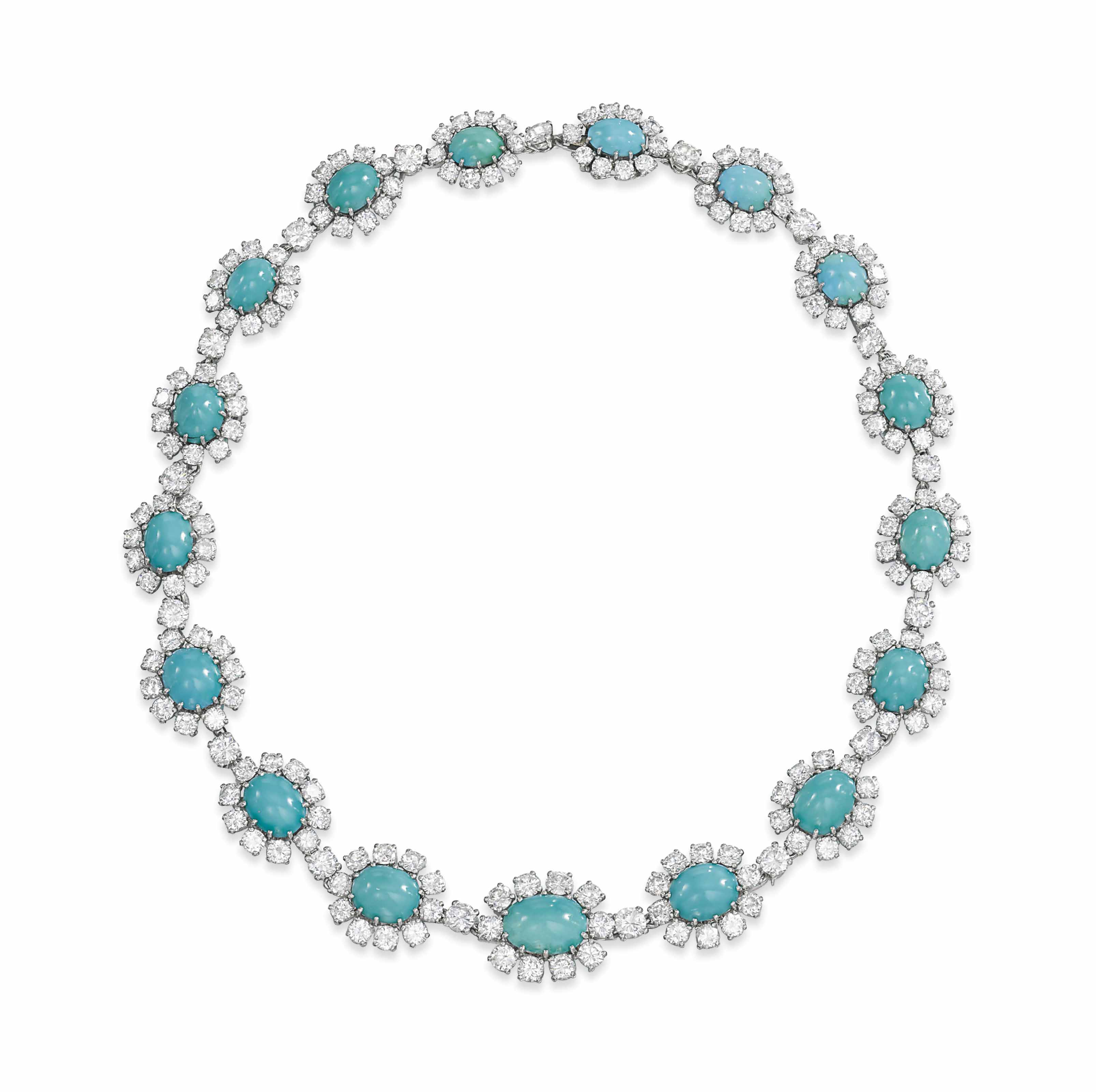 A DIAMOND AND TURQUOISE NECKLACE, BY CARTIER