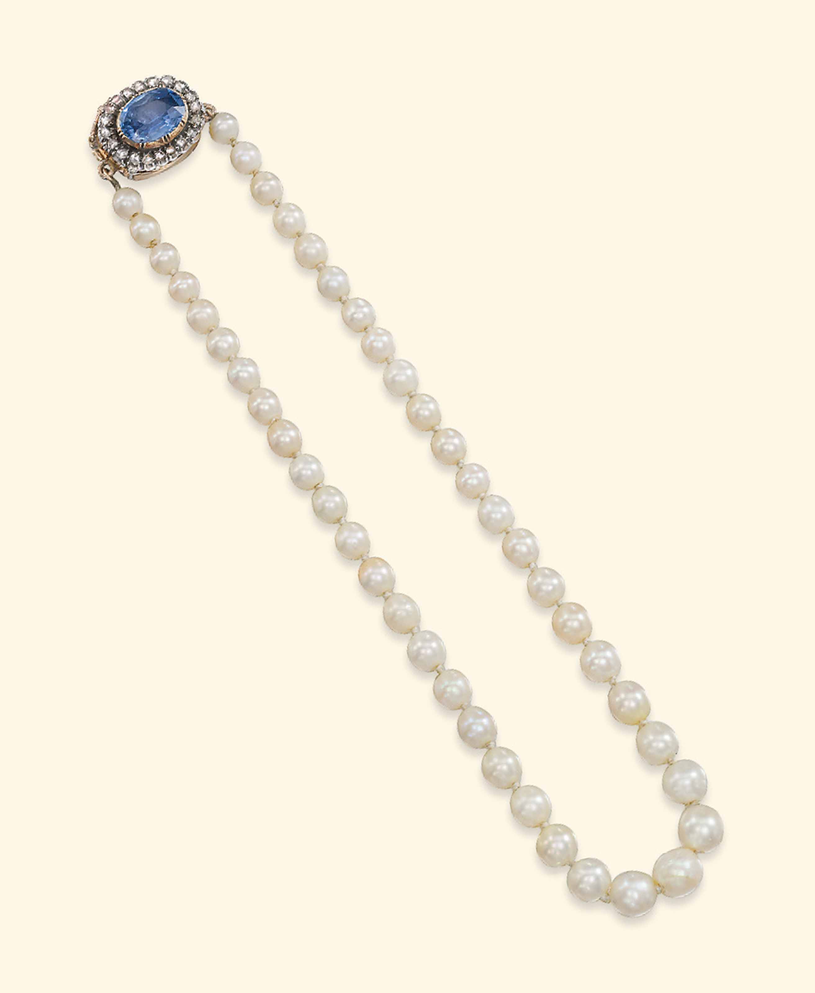 Pearl and sapphire necklace clearance