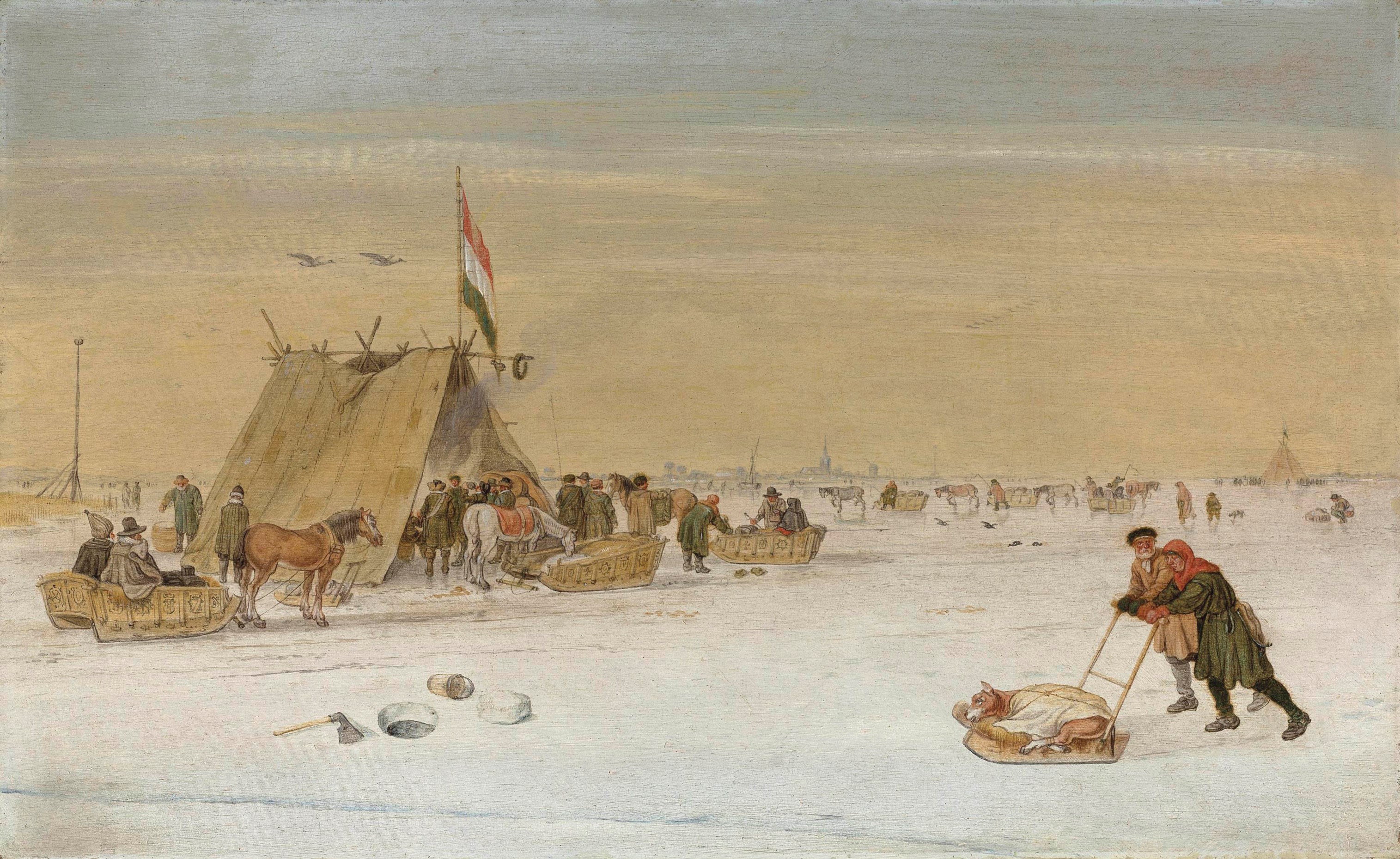 Hendrick Avercamp (Amsterdam 15851634 Kampen) , A winter landscape
