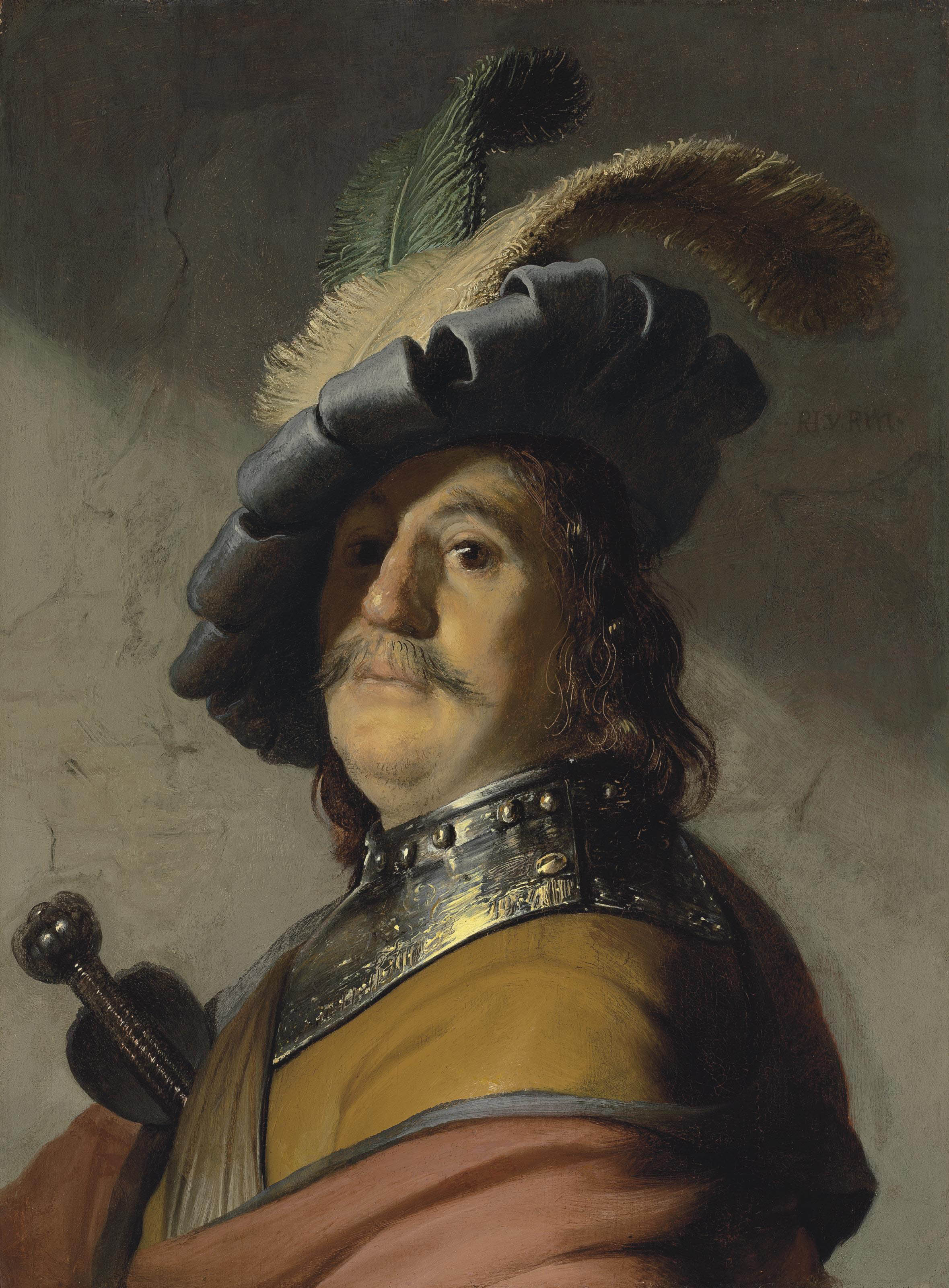 A man in a gorget and cap 
