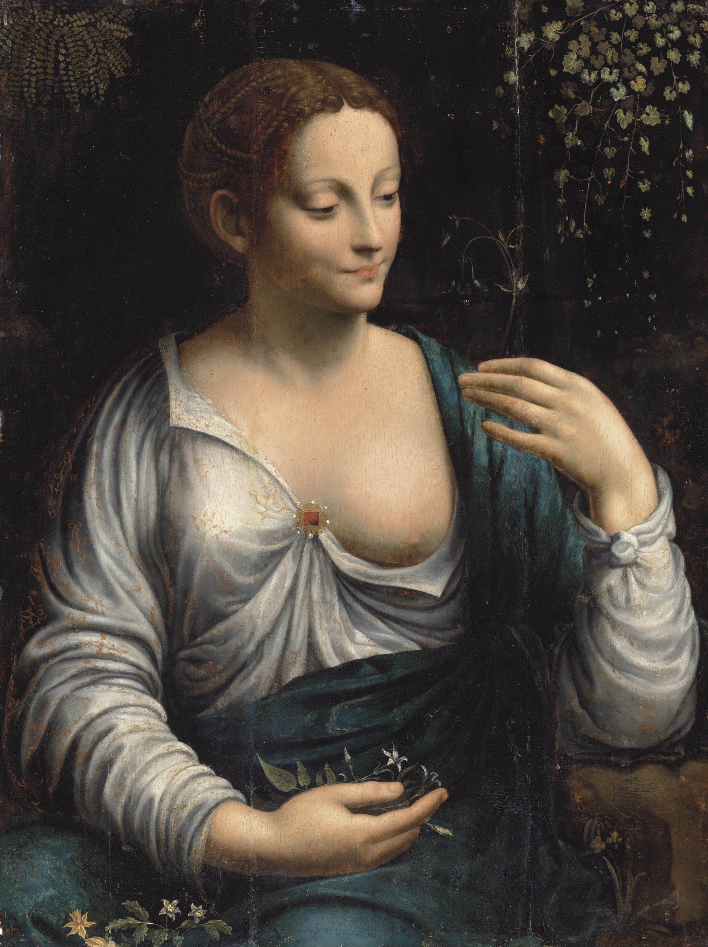Follower Of Leonardo Da Vinci 16th Century La Columbine