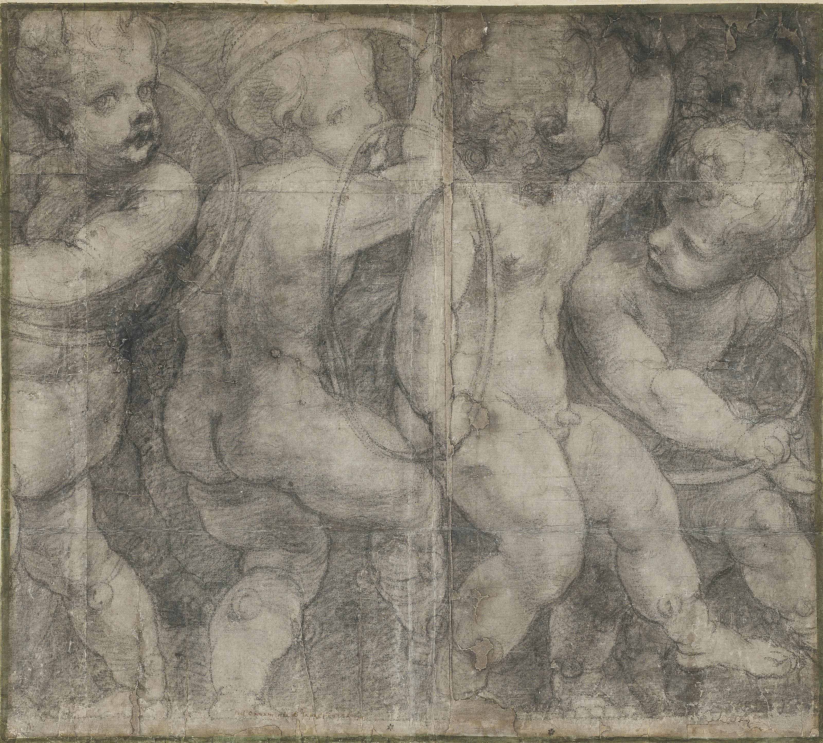 Putti dancing with hoops: a cartoon for the Cathedral in Parma 
