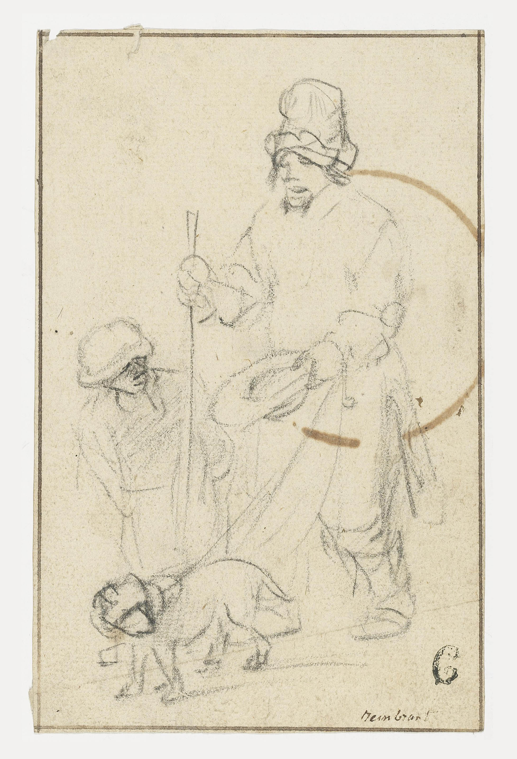A blind beggar with a boy and a dog 
