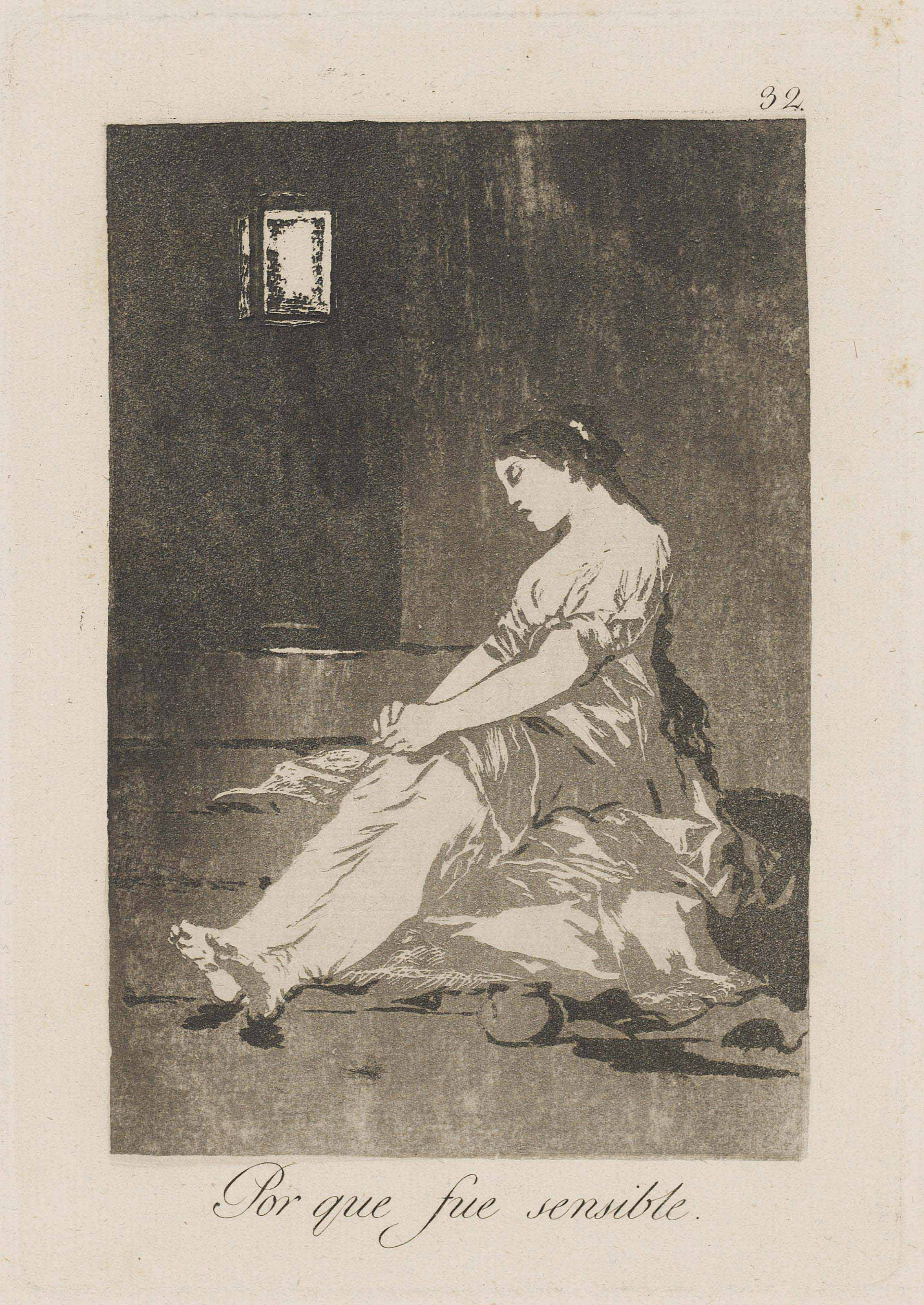 Por que fue sensible, Plate 32 from: Los Caprichos (Delteil 69; Harris 67)
