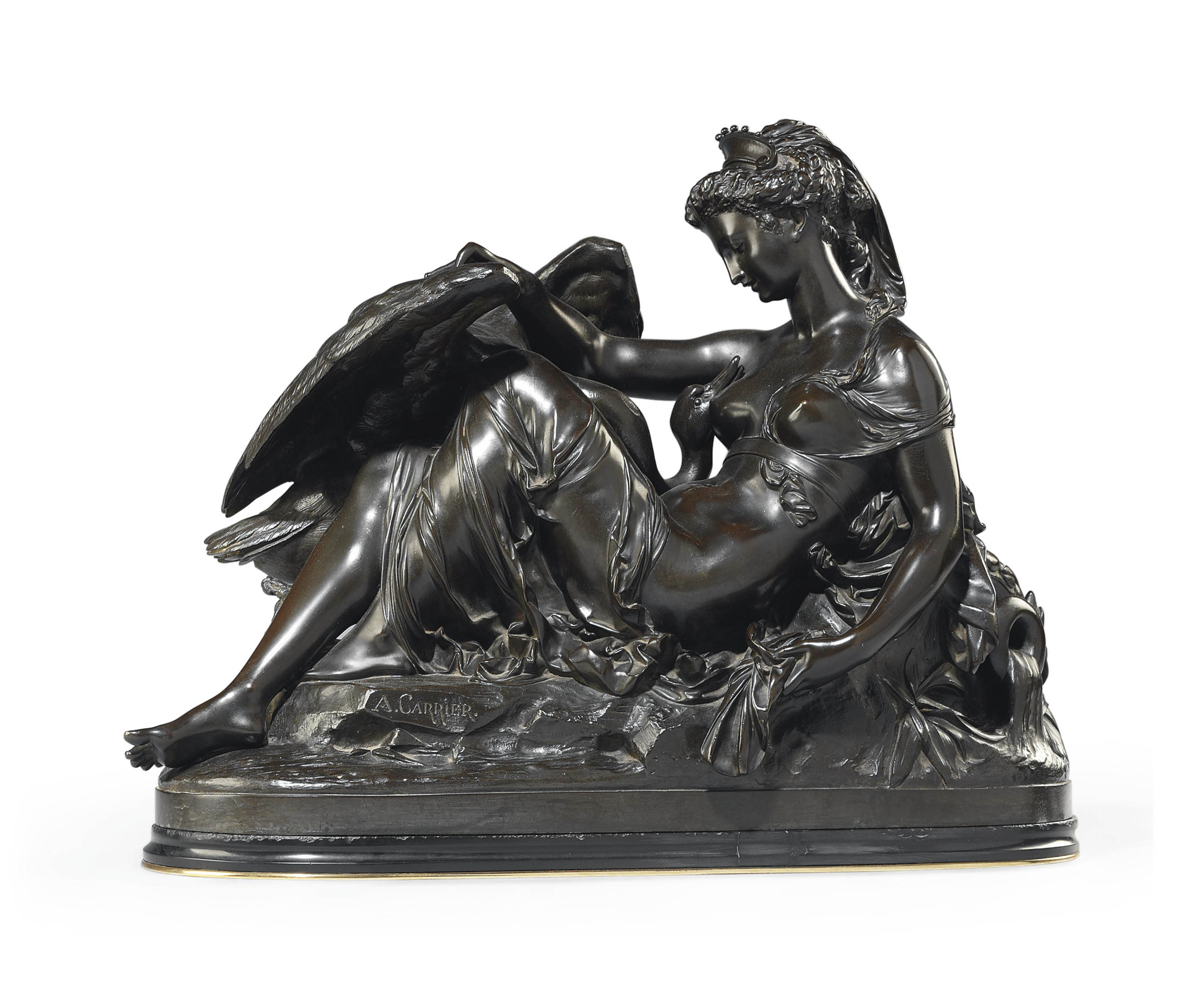 A FRENCH BRONZE GROUP OF LEDA AND THE SWAN , CAST FROM THE MODEL BY