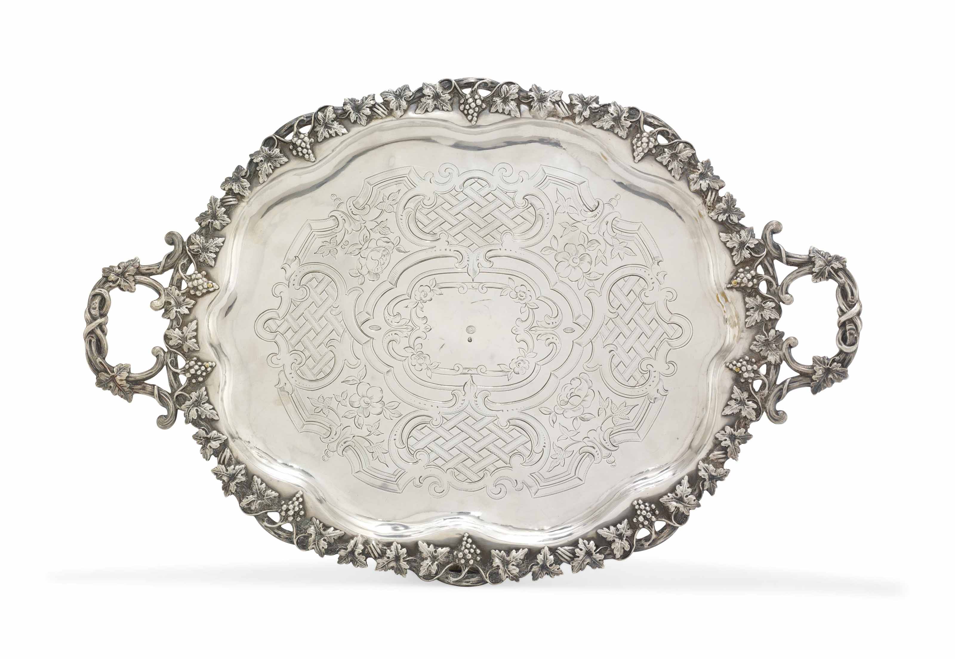 AN OTTOMAN SILVER TRAY