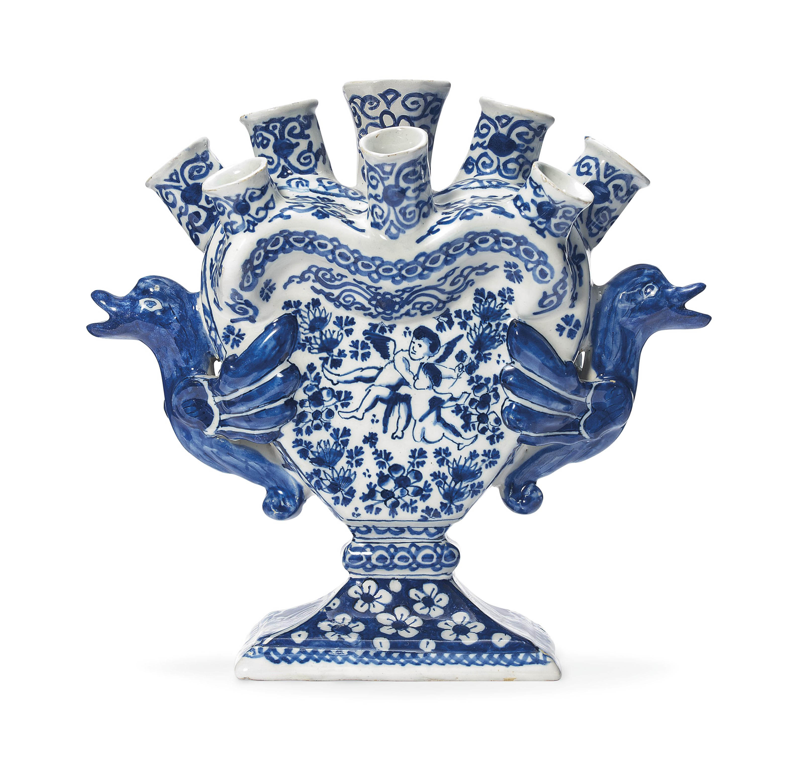 A DUTCH DELFT BLUE AND WHITE TULIP VASE , FIRST HALF OF THE 18TH CENTURY, PROBABLY DE METALE POT